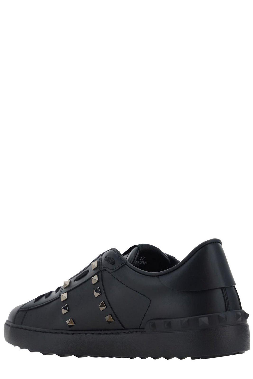 Shop Valentino Garavani Rockstud Untitled Lace-up Sneakers In Black