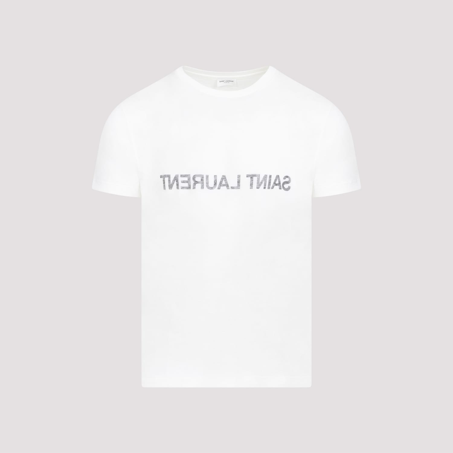 Saint Laurent Natural Black Cotton T-shirts And Polos In White