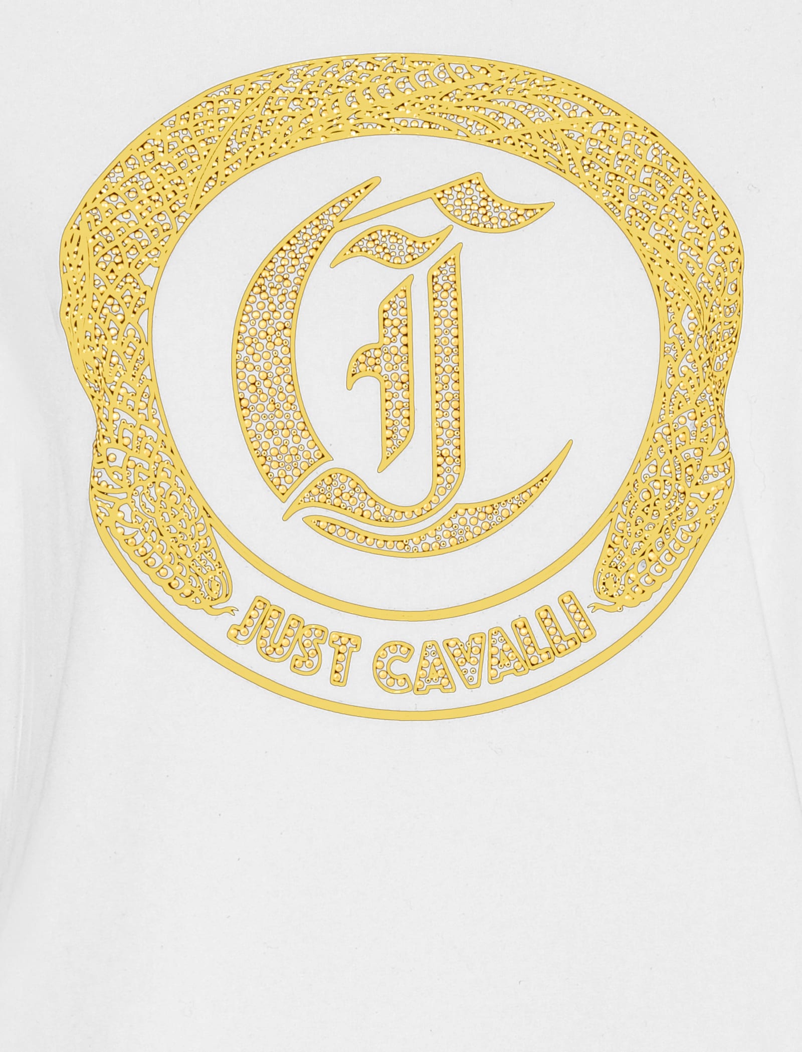 Just Cavalli Embellished-logo T-shirt In White