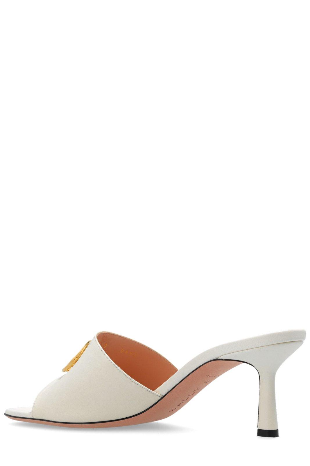 Shop Bally Logo Plaque Sandals In White