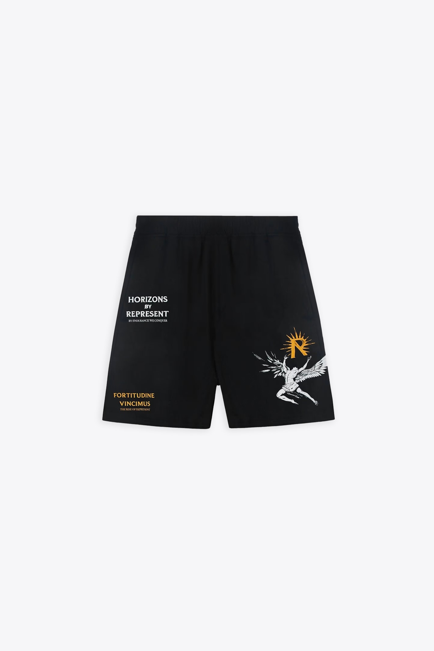 Icarus Short Black lyocell shorts with Icarus graphic print and logo - Icarus Short