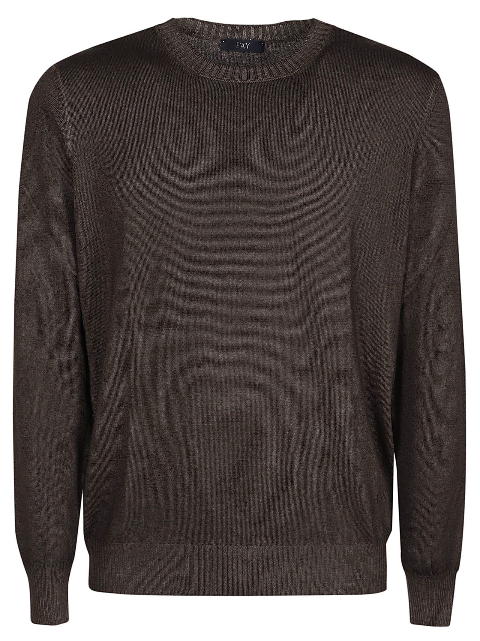 Shop Fay Round Neck Sweater In Caffe`