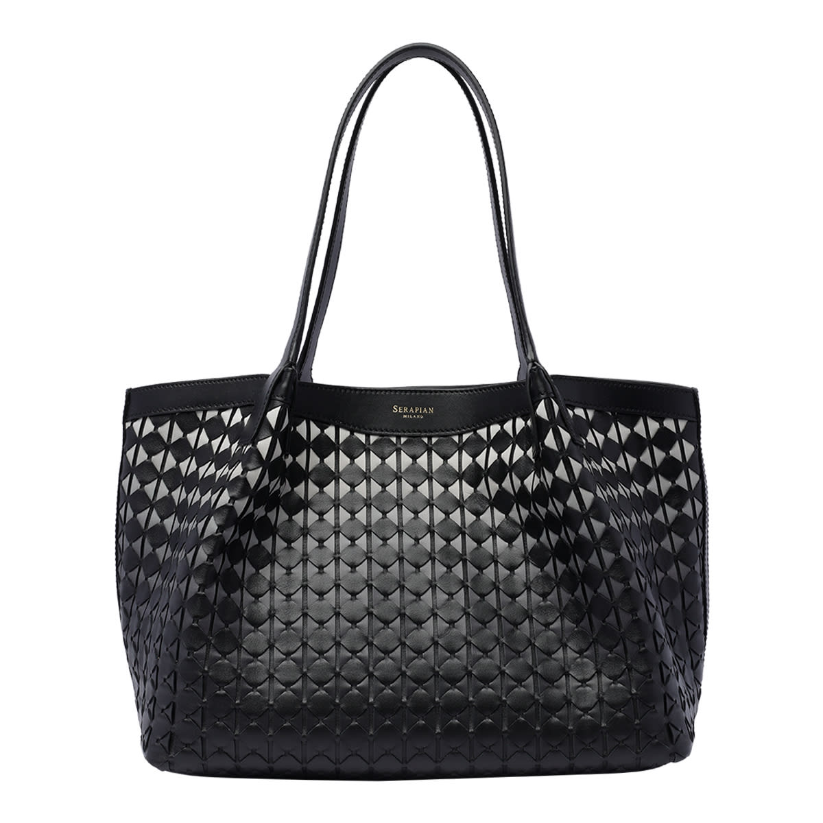 Shop Serapian Small Secret Mosaico Shoulder Bag In Black