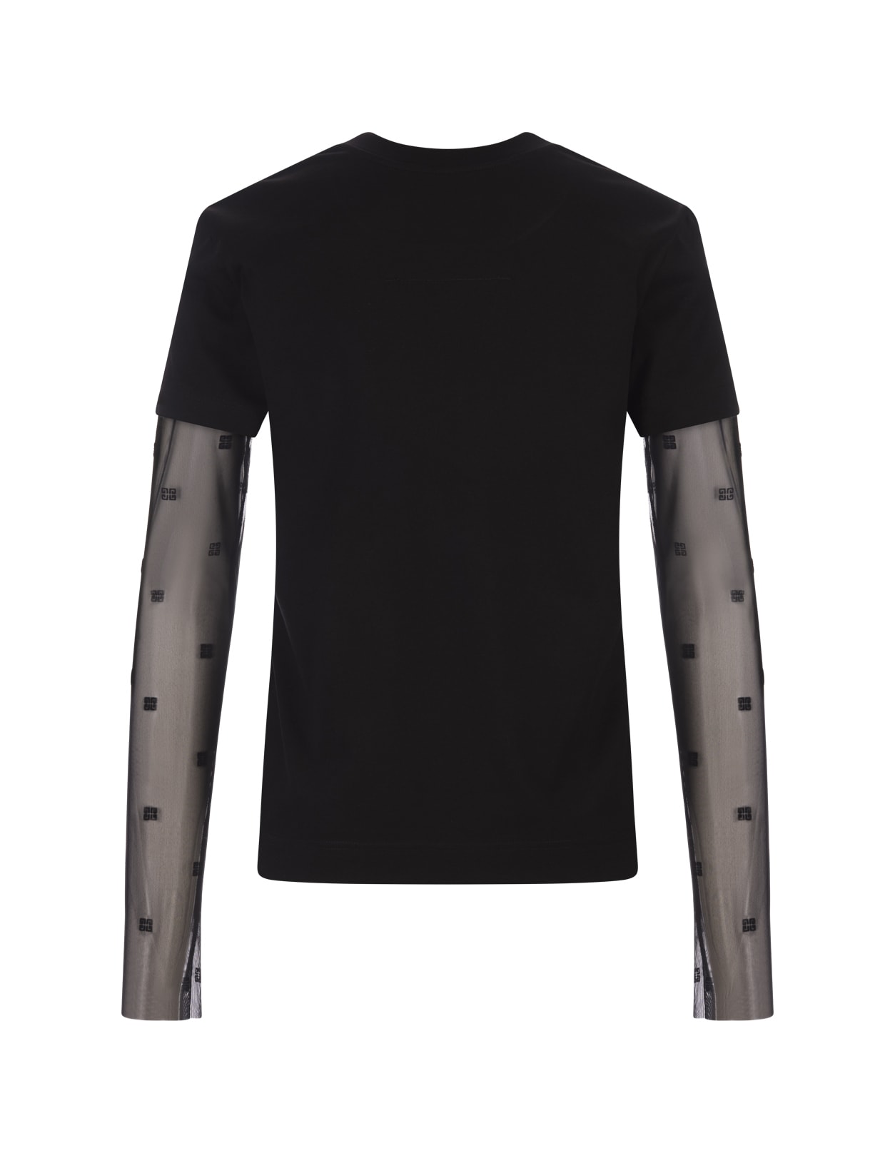 Shop Givenchy Black T-shirt With 4g Plumetis Tulle