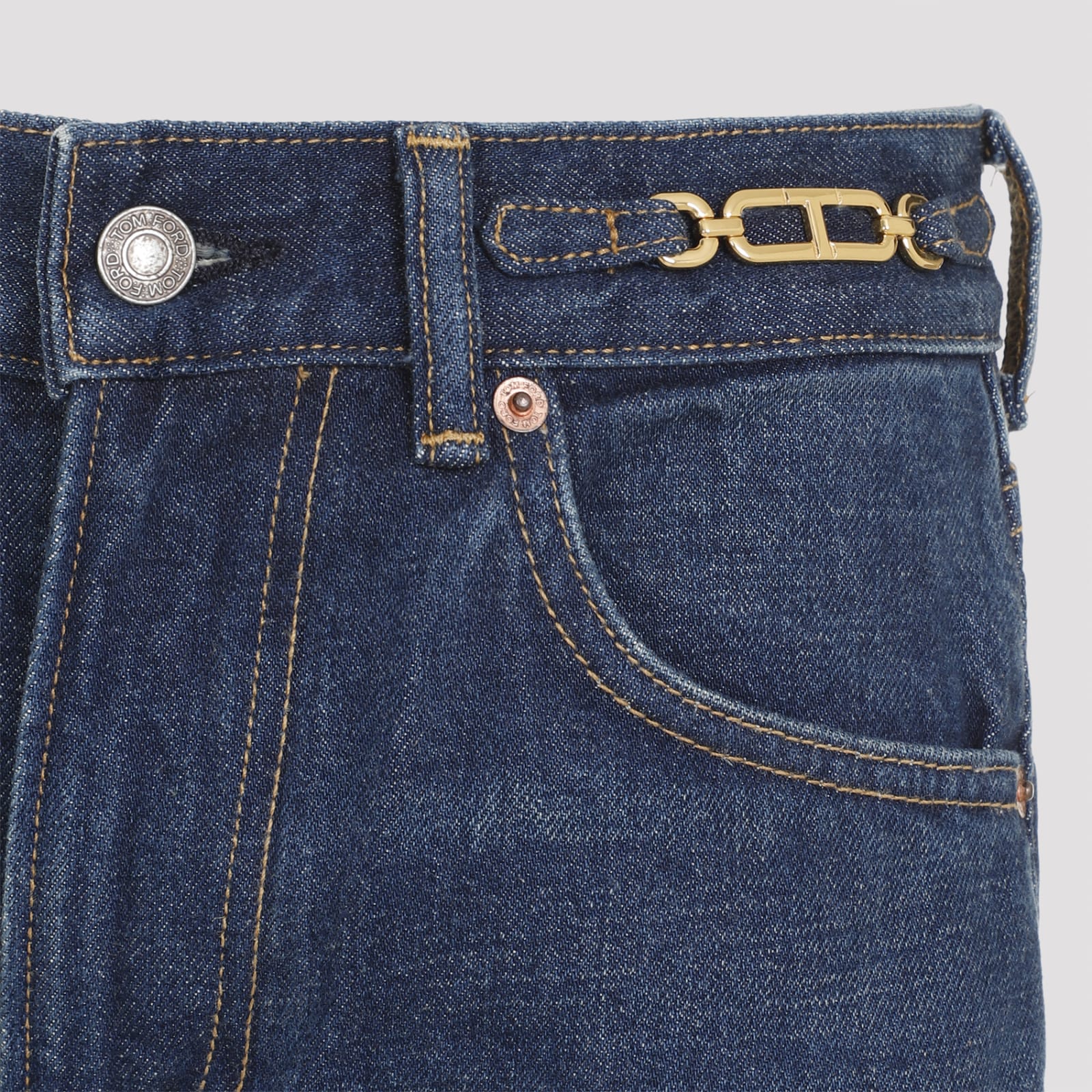 Tom Ford High-waist Straight Cotton Jeans In Blue Indigo