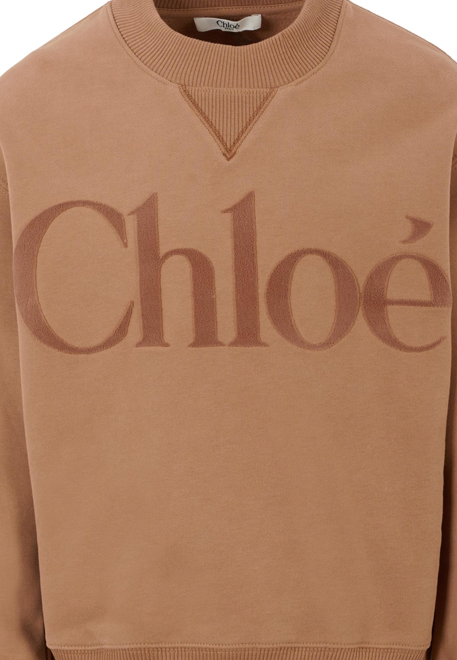 Chloé Beige Sweatshirt For Girl With Velvet Logo In Brown
