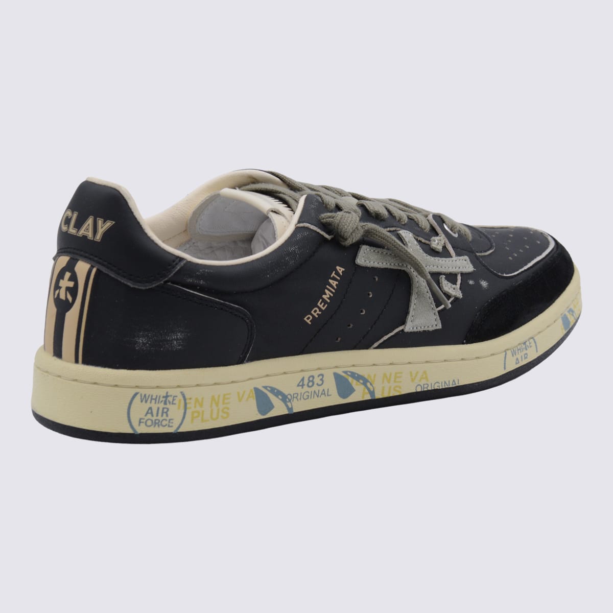 Premiata Casual Sneakers With Contrast Sole And Perforated Detailing In Blue