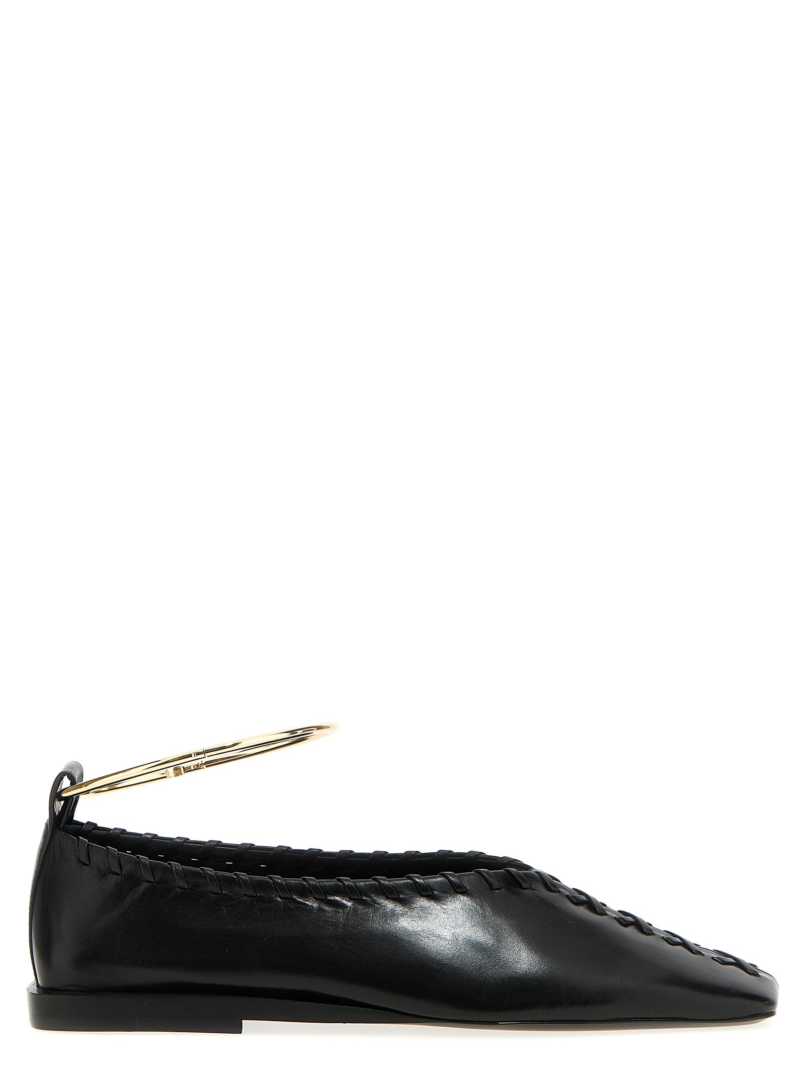 Jil Sander Ballet Flats With Seams In Black