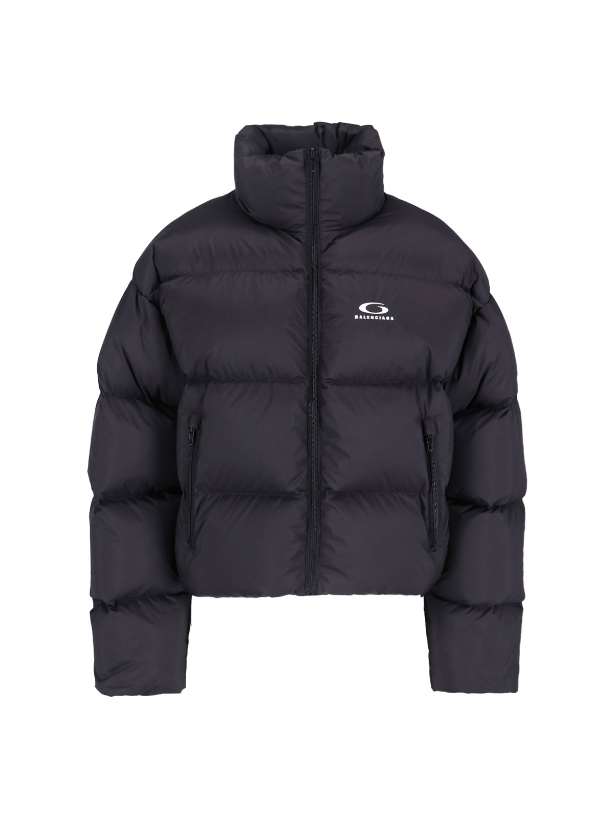 Balenciaga Logo Down Jacket In Black
