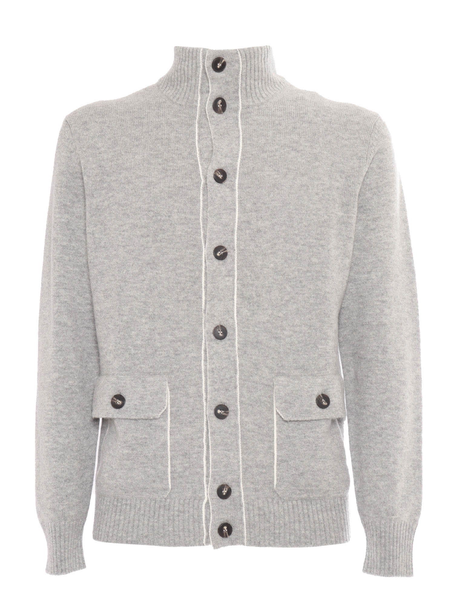 Shop Kangra Knitted Jacket With Buttons And Pockets In White