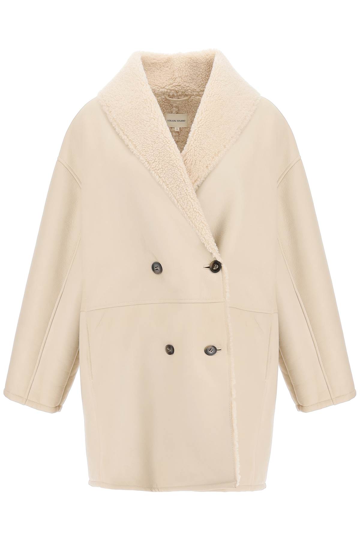 Loulou Studio Leather Coat With Genuine Shearling Lining In Vanilla (beige)