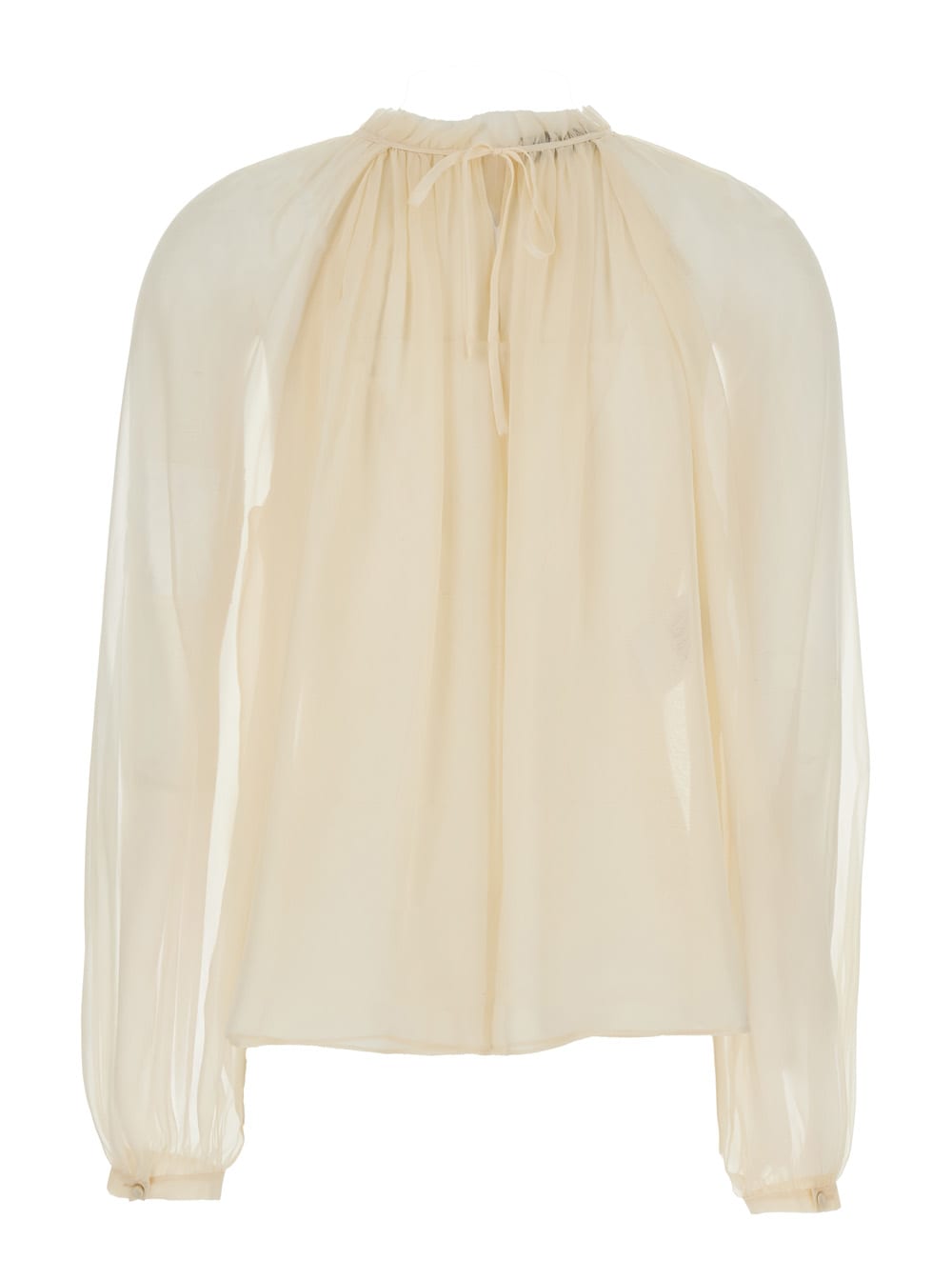 Alberta Ferretti Balloon-sleeve Satin Blouse In Neutral