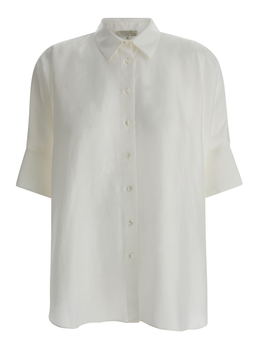 Shop Antonelli White Bassano Short Sleeve Shirt In Silk Woman
