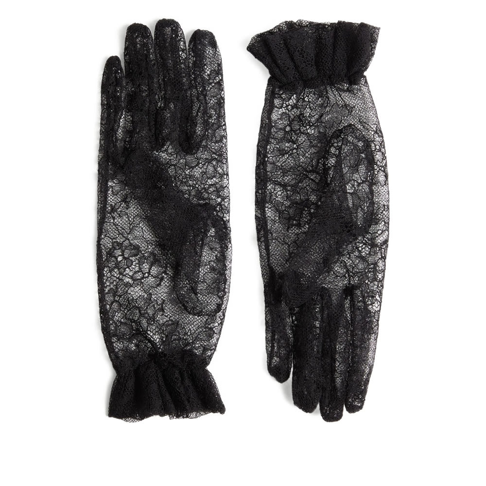 Valentino Vlogo Lace Gloves In Black