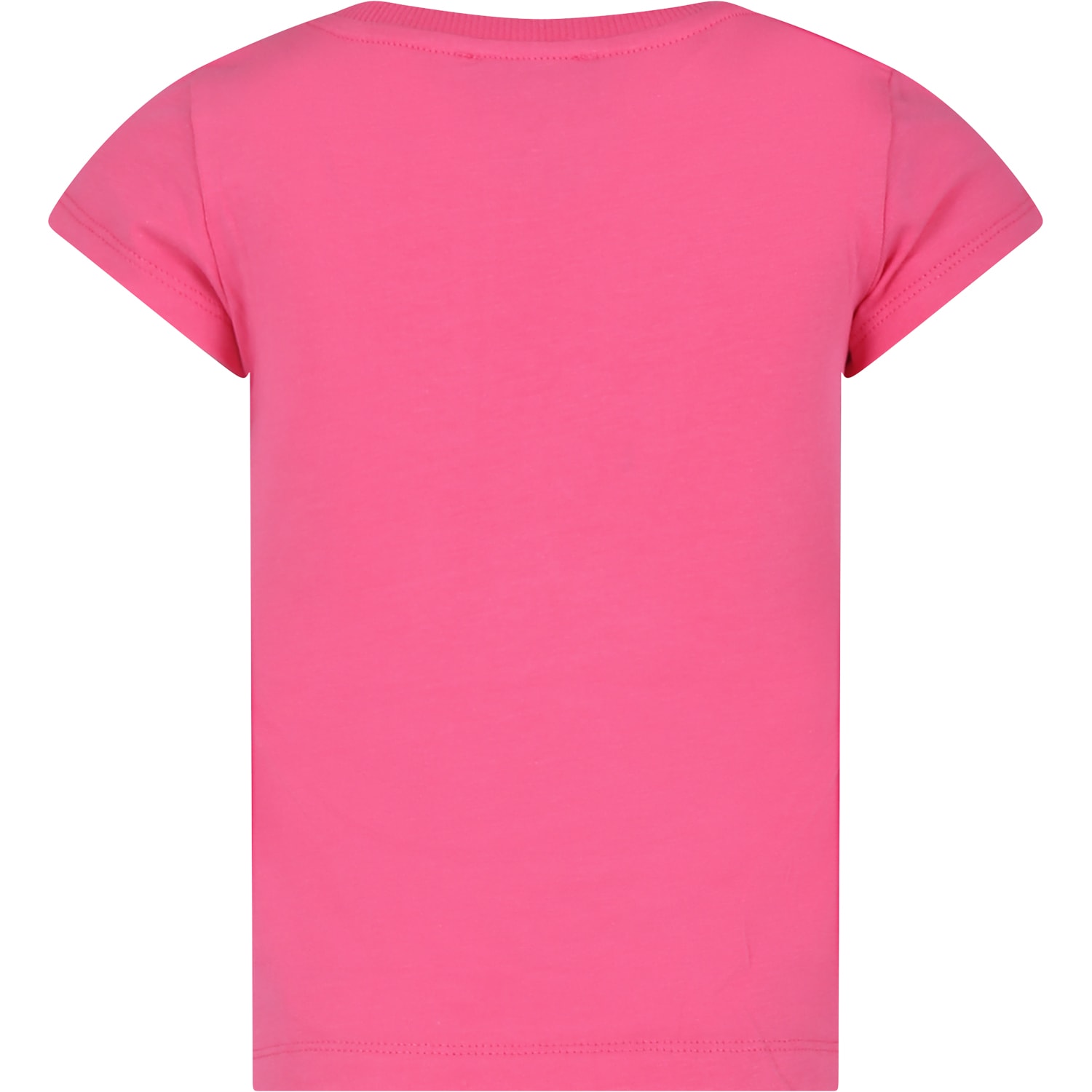 Shop Moschino Fuchsia Crop T-shirt For Girl With Teddy Bears And Logo