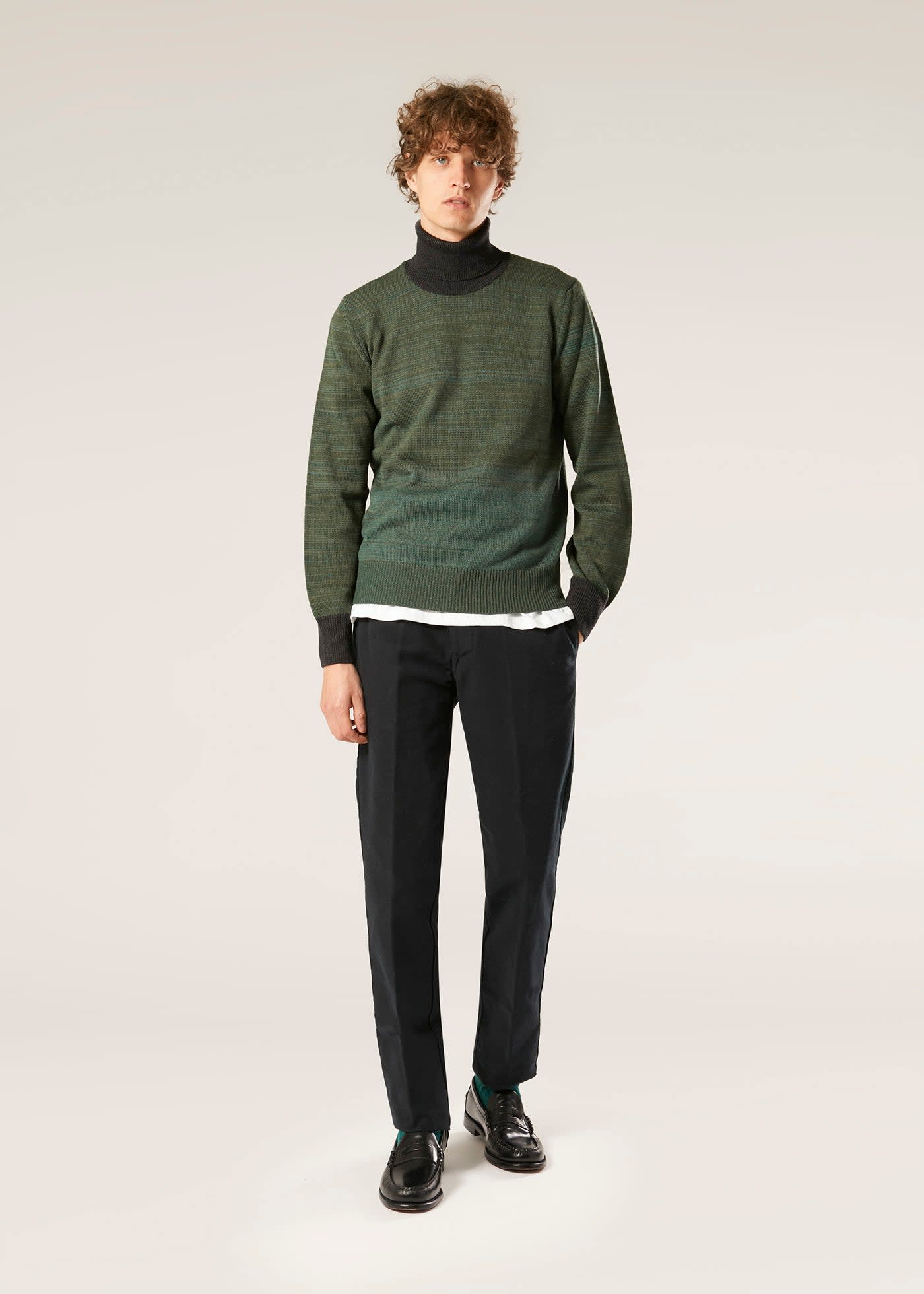 Doppiaa Aamintore Green Wool Turtleneck In Green