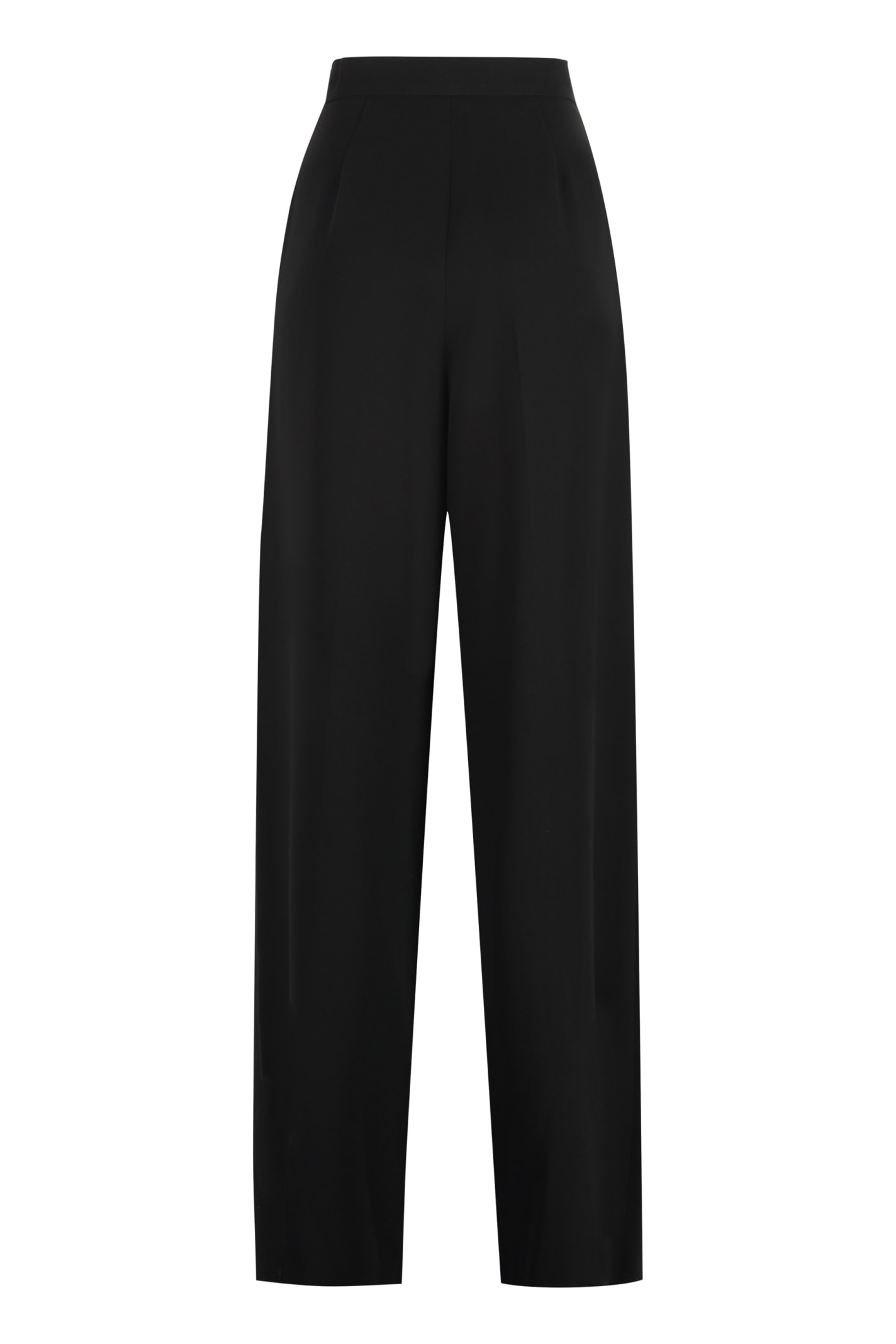 Shop Max Mara Lino Crêpe Trousers In Black