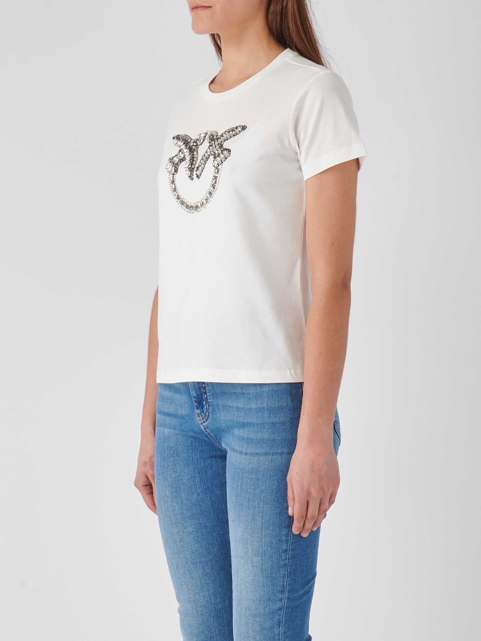 Shop Pinko Quentin T Shirt Jersey T-shirt In Bianco