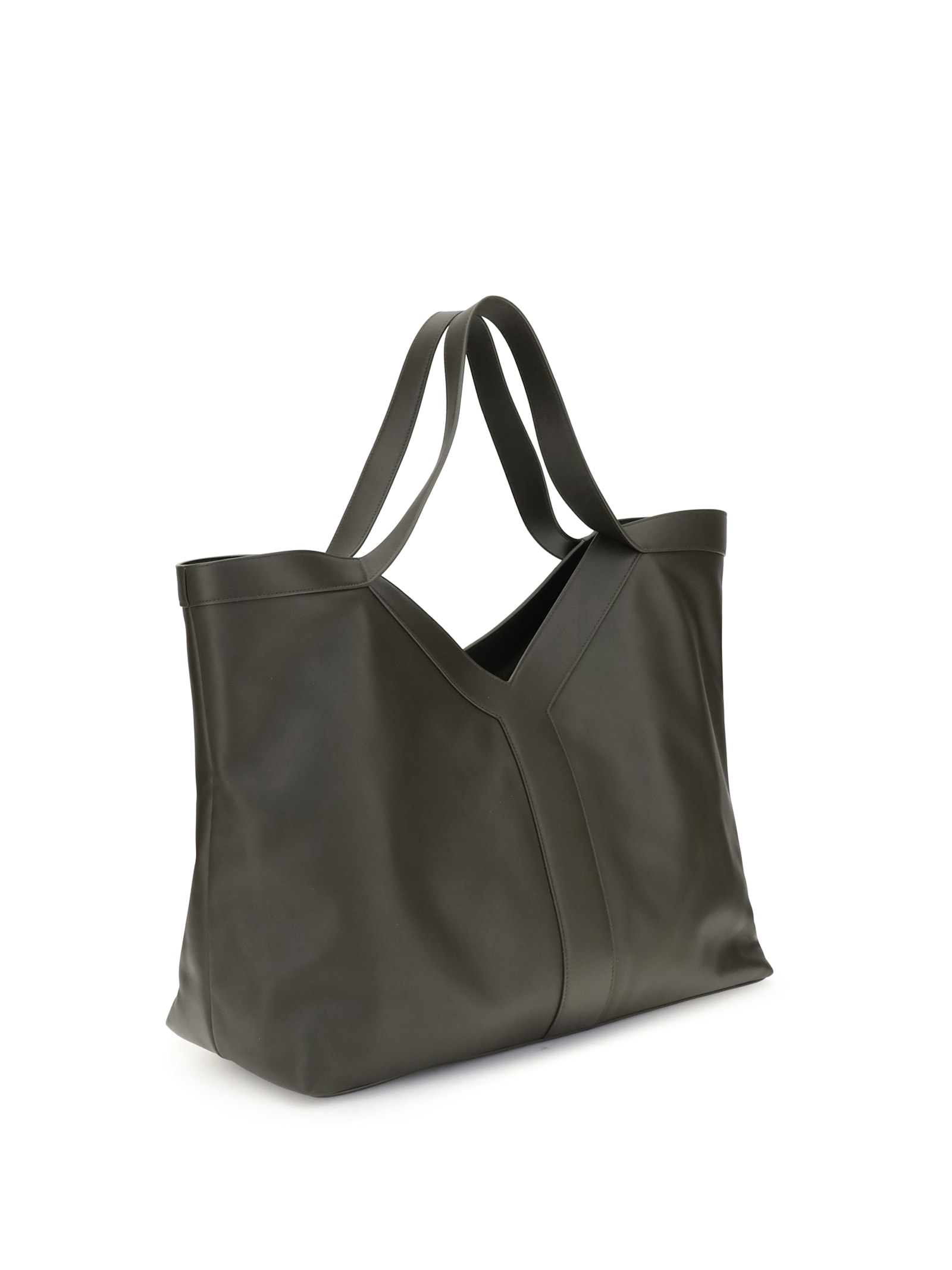 Saint Laurent Oversized Leather Y Tote Bag In Gray