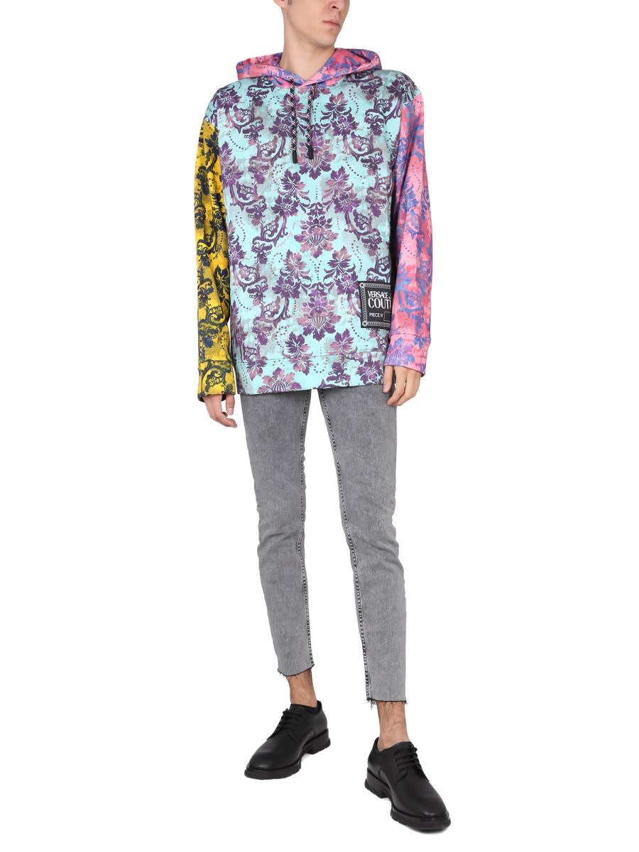 Shop Versace Jeans Couture Sweatshirt With Tapestly Print In Multicolour