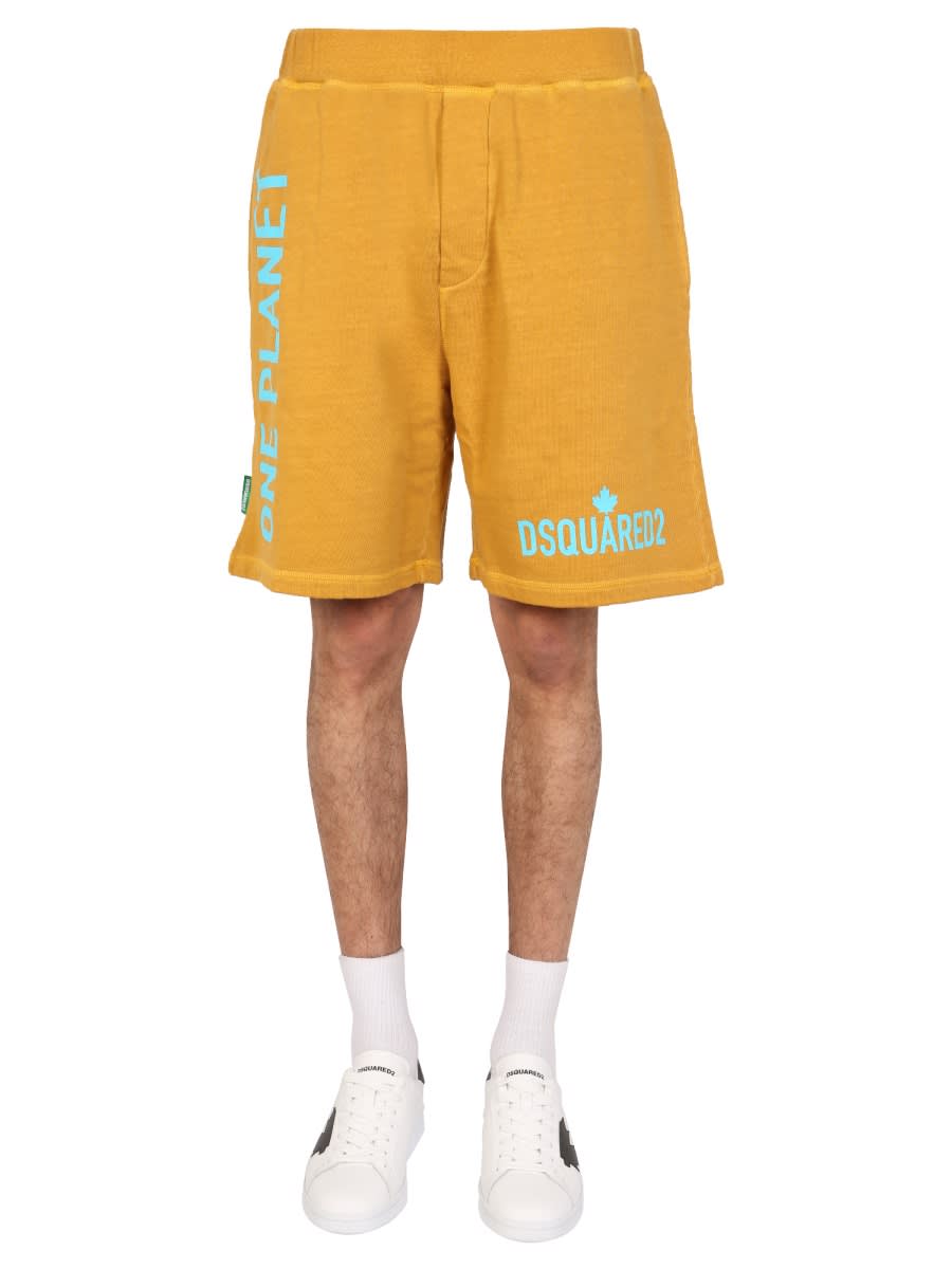 Shop Dsquared2 One Life One Planet Bermuda Shorts In Yellow