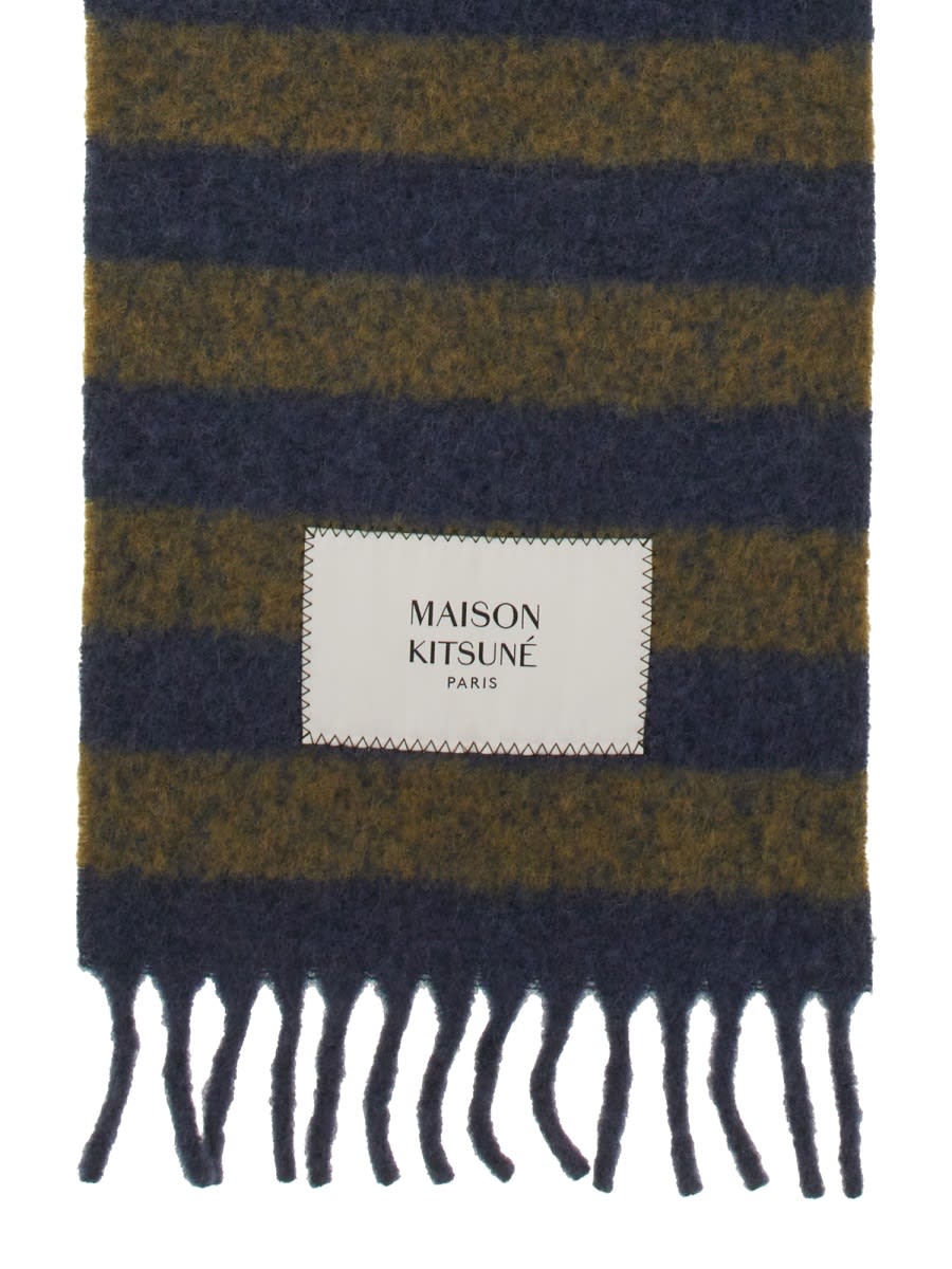 Shop Maison Kitsuné Scarf With Stripe Pattern In Multicolour