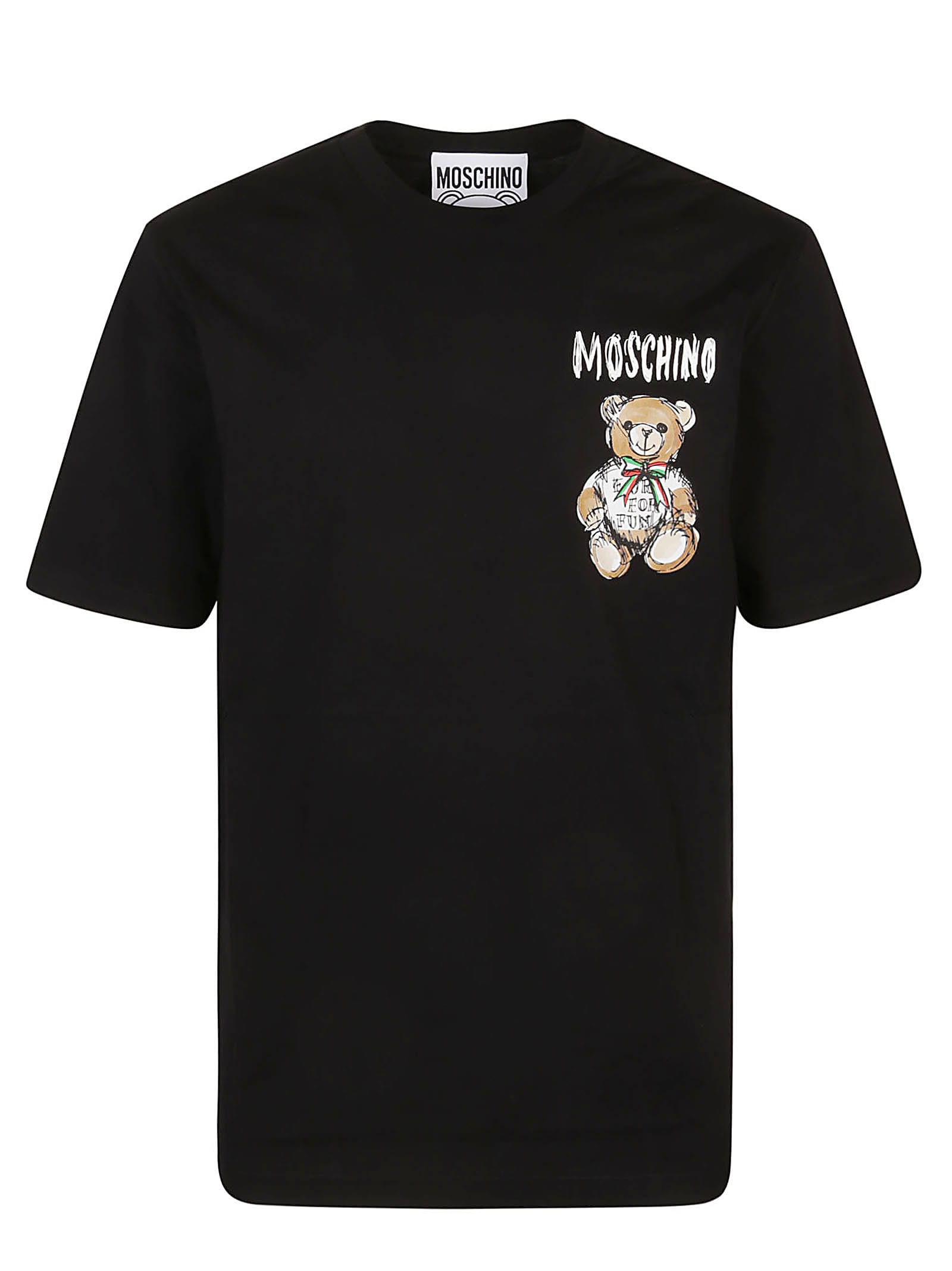 Shop Moschino Drawn Teddy Bear T-shirt In Nero Fantasia