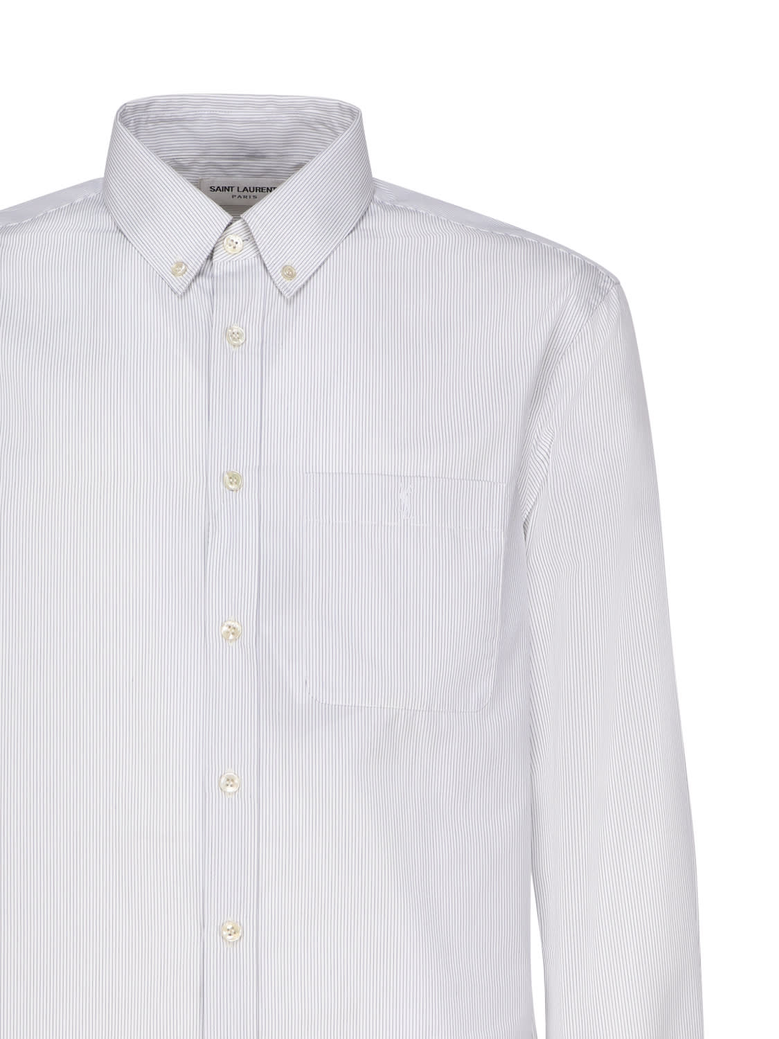 Shop Saint Laurent Striped Cotton Shirt In White, Blue