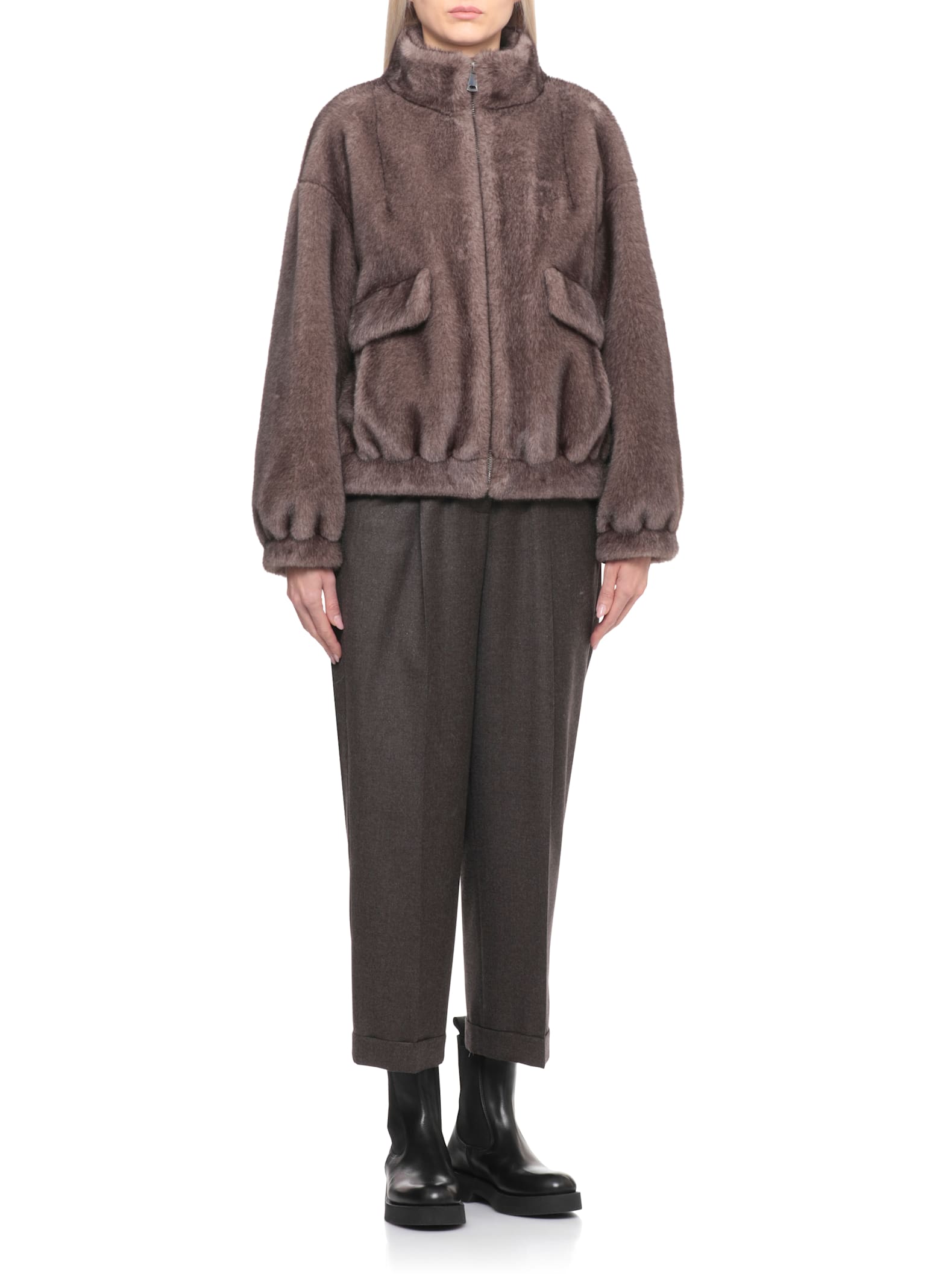 Betta Corradi Faux Fur Coat In Brown