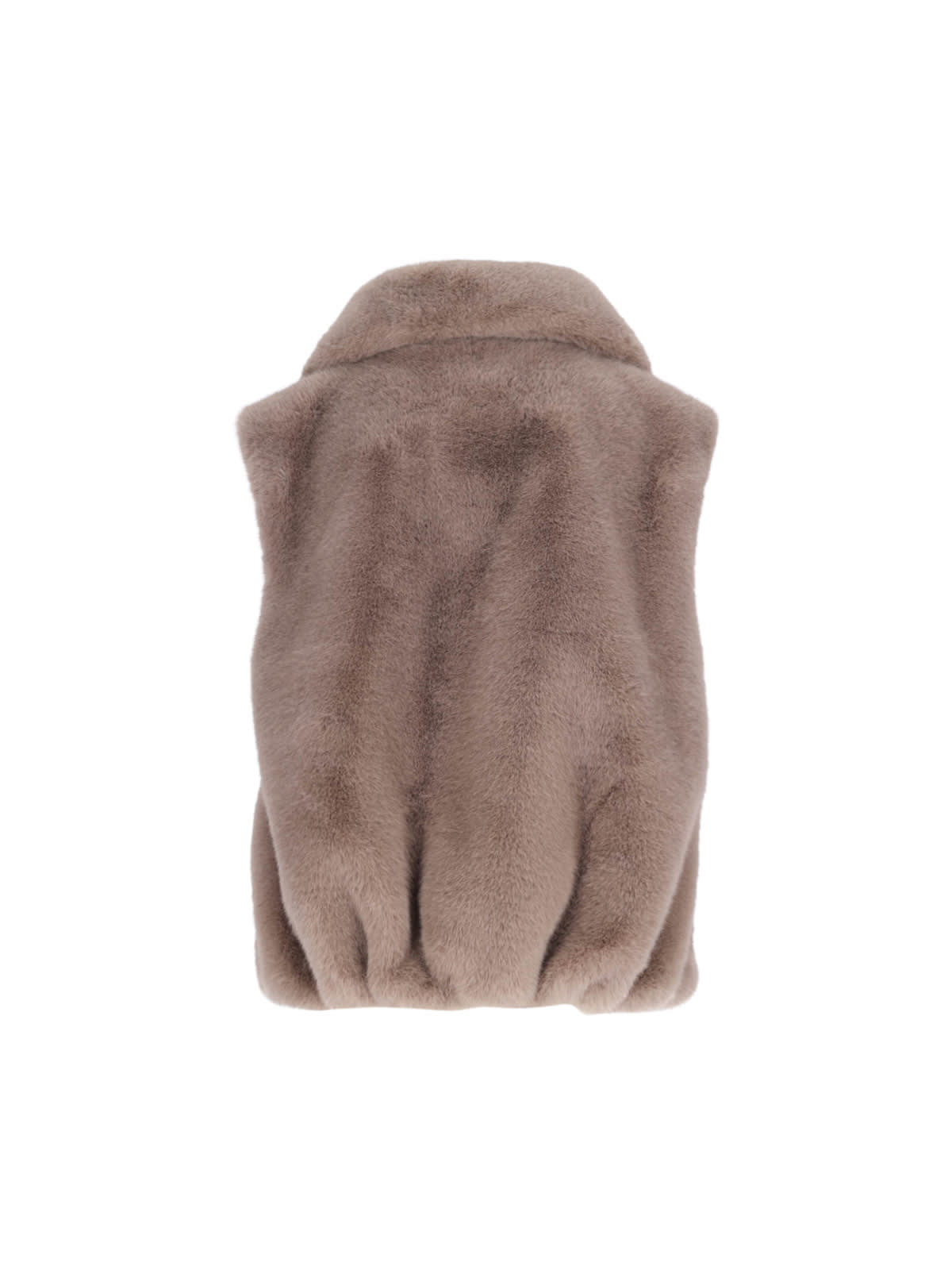 Pinko High Collar Faux Fur Vest In Beige In Brown