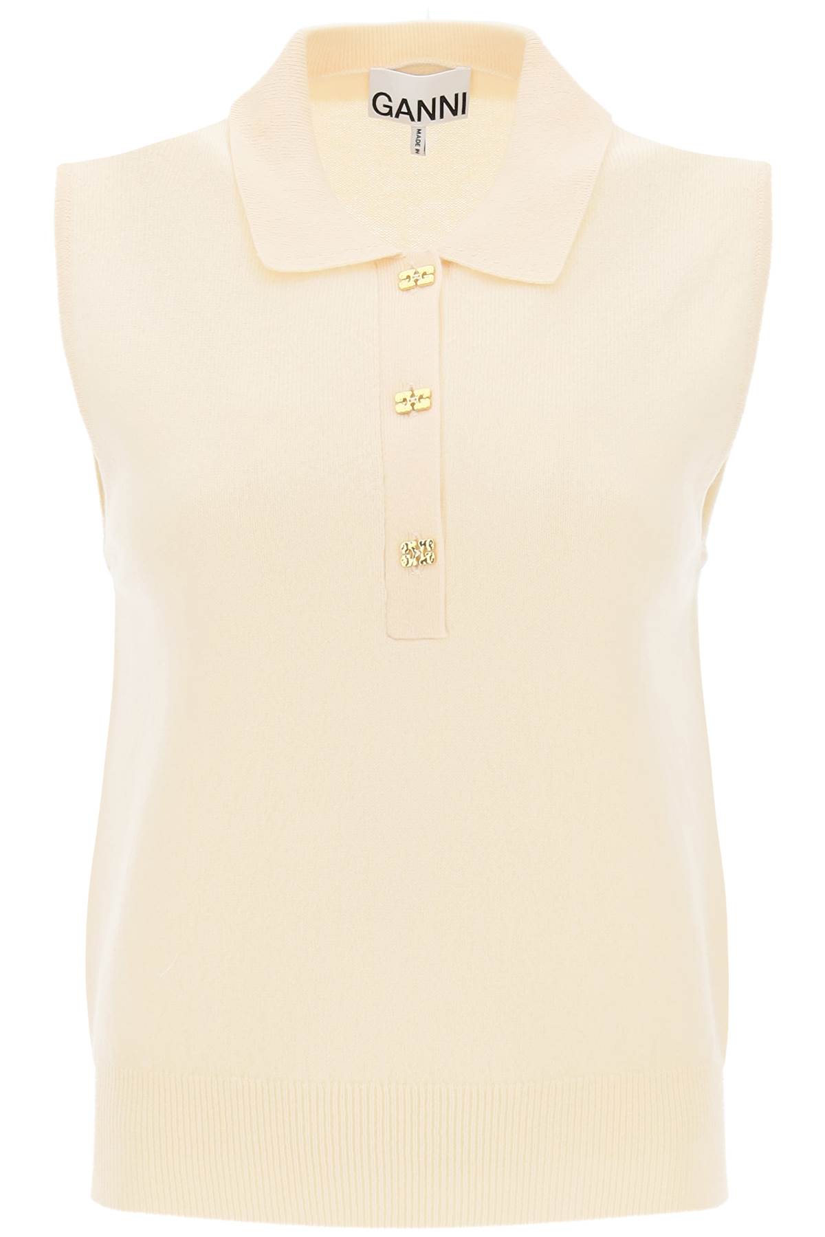 Sleeveless Polo Shirt In Wool And Cashmere