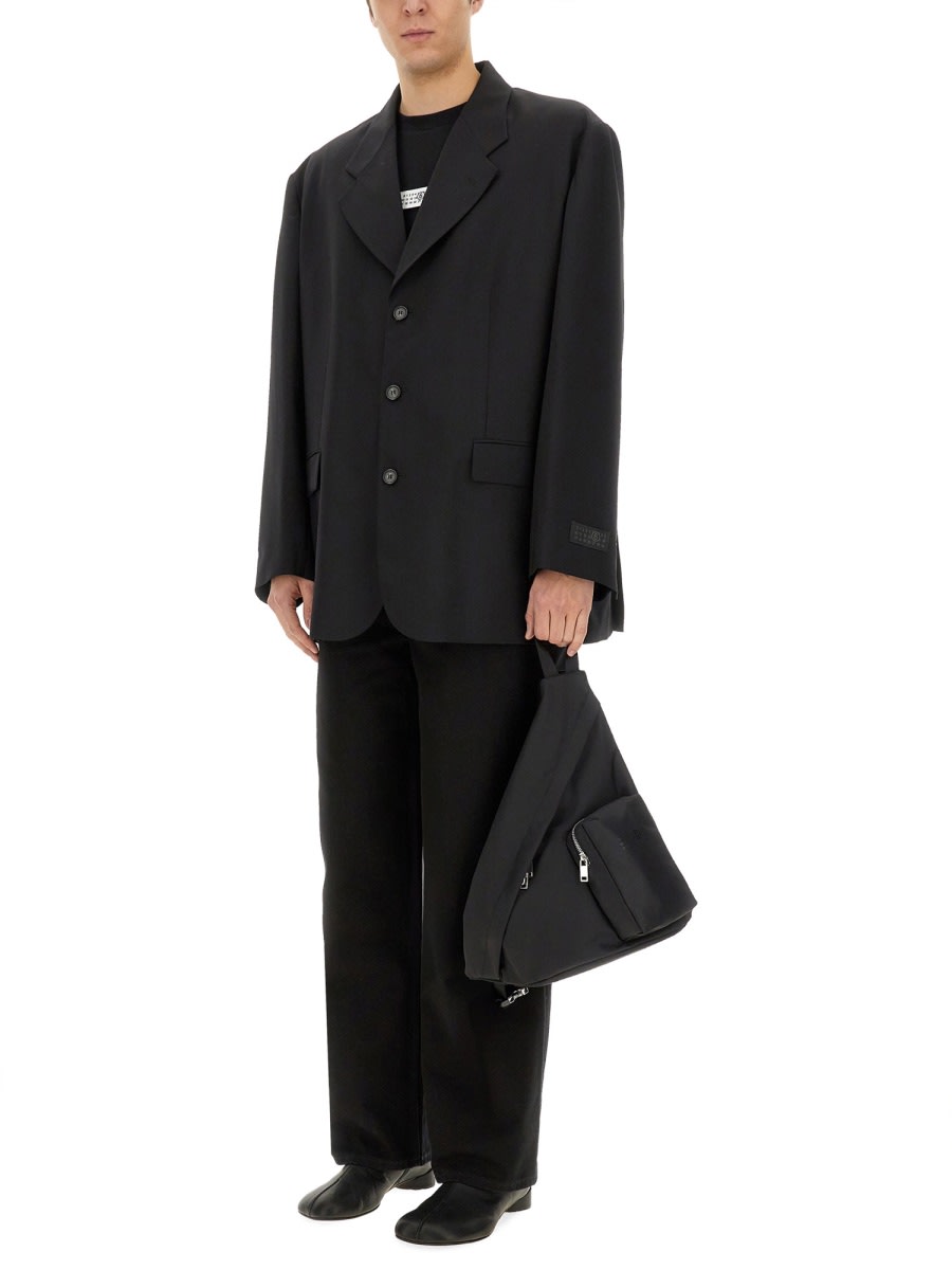 Mm6 Maison Margiela Wool Blend Jacket Back Vent In Black
