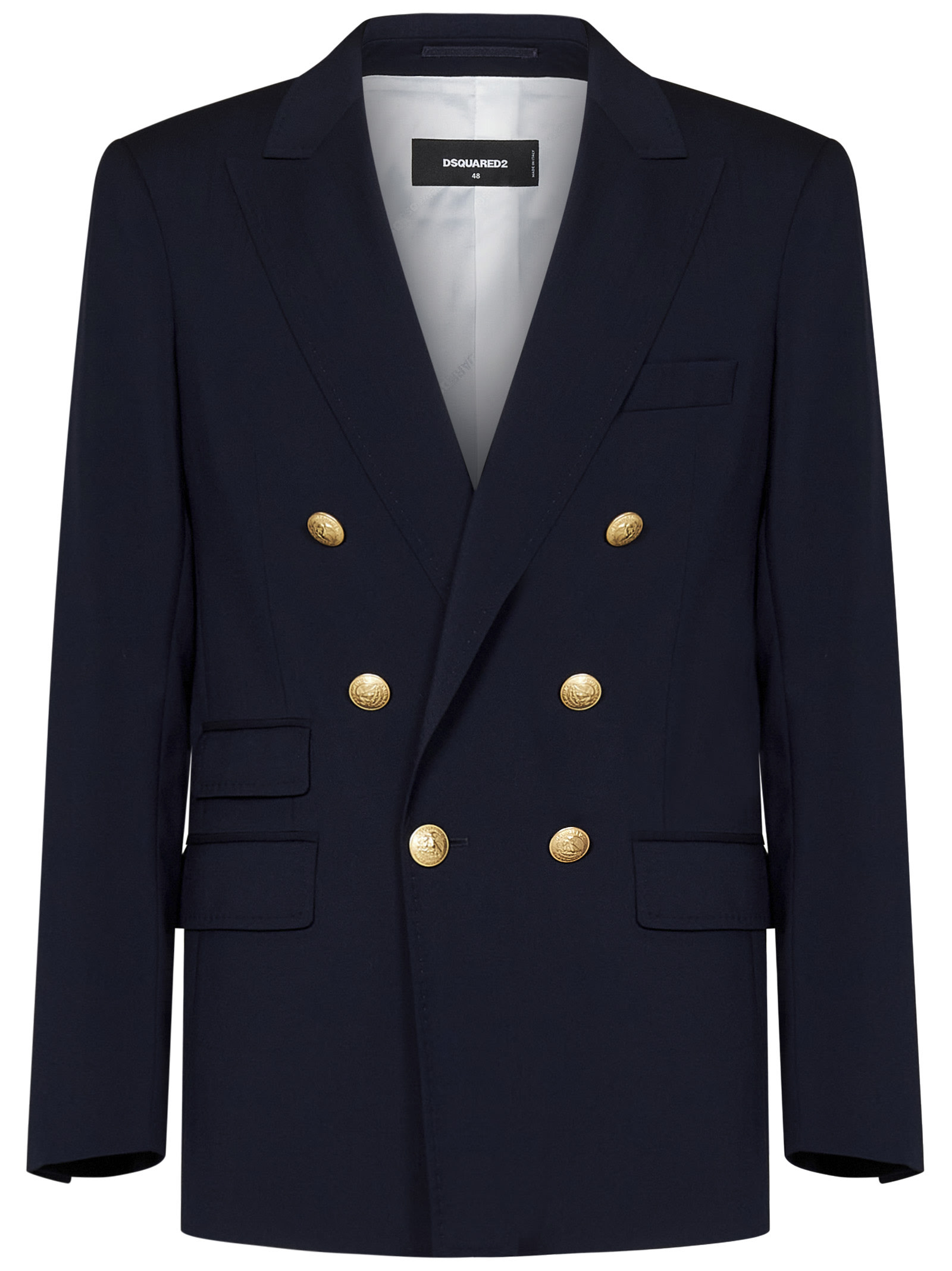 Shop Dsquared2 Palm Beach Double Breasted Blazer In Navy Blue
