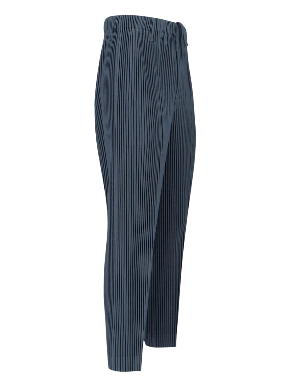 Issey Miyake Cropped Pinstriped Straight Leg Trousers In Blue