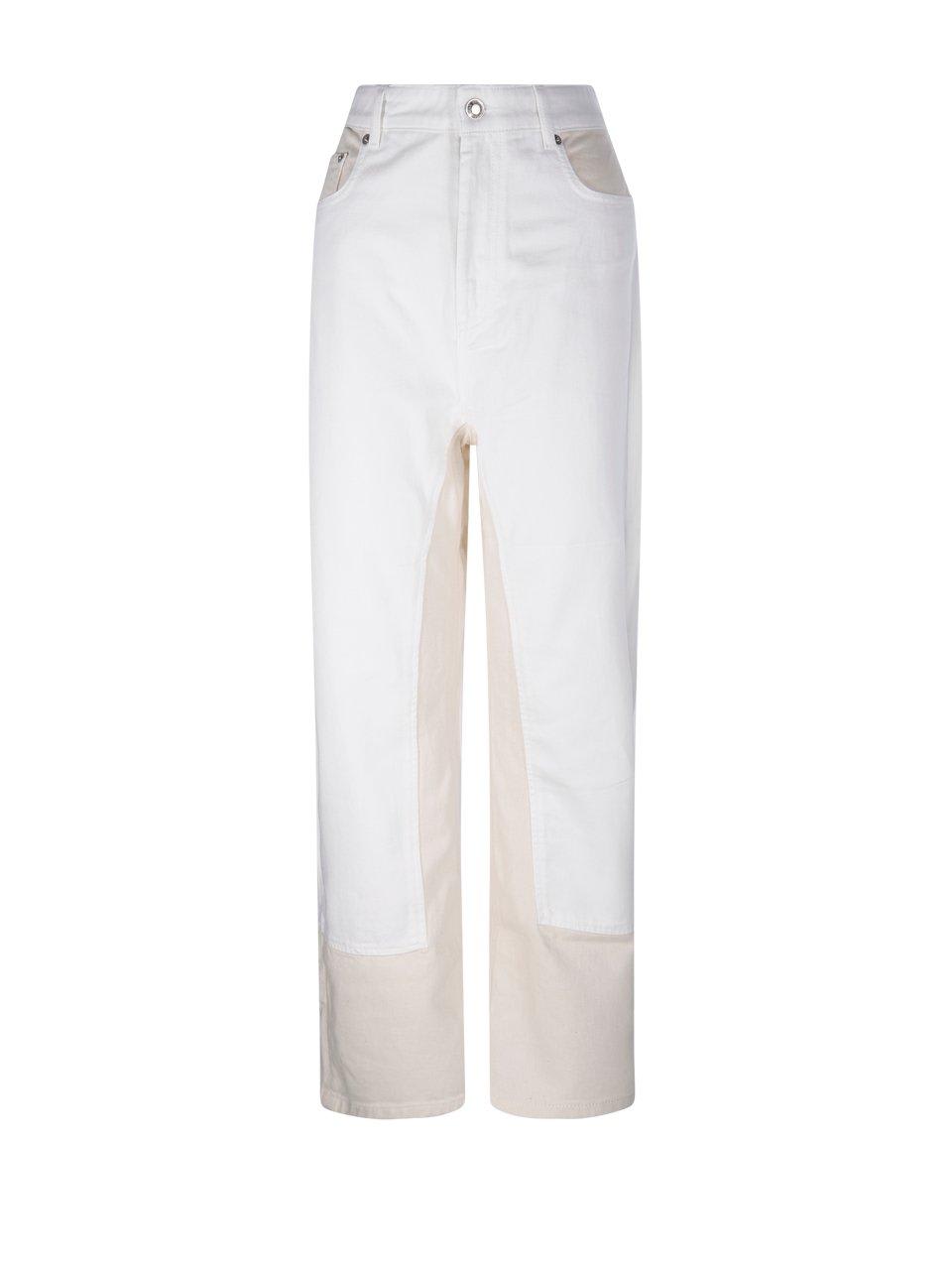 Shop Sportmax Logo Patch Straight Leg Jeans In White