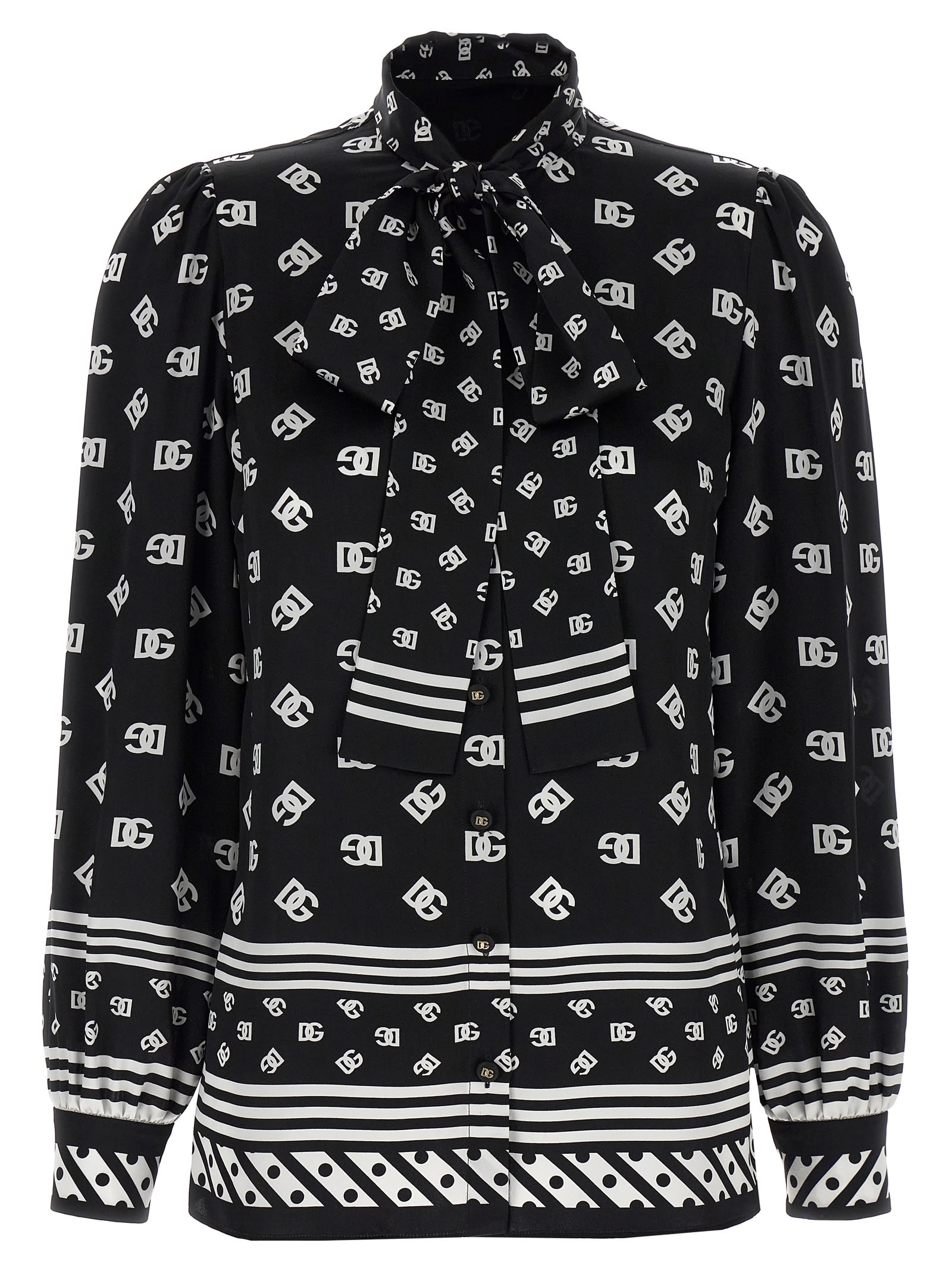 Dolce & Gabbana Silk Shirt In White/black