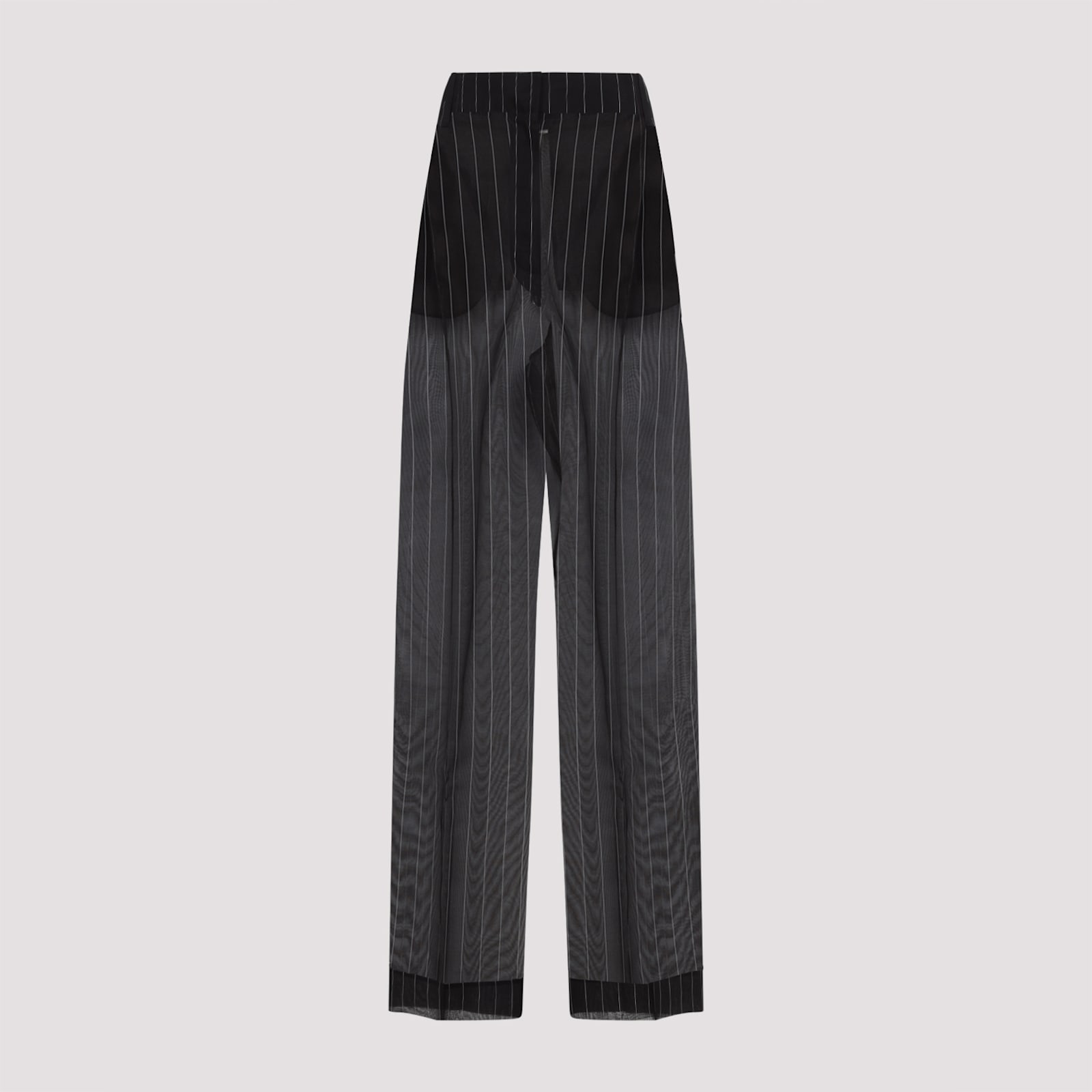 Khaite Trasnlucent Trousers In Black White Stripe