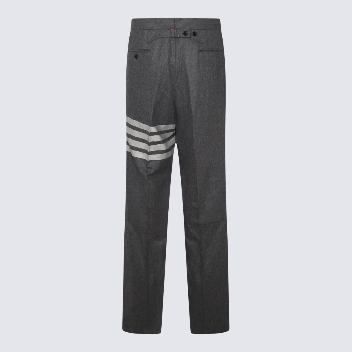Thom Browne Trousers With Striped Detail And Pockets In Med Grey