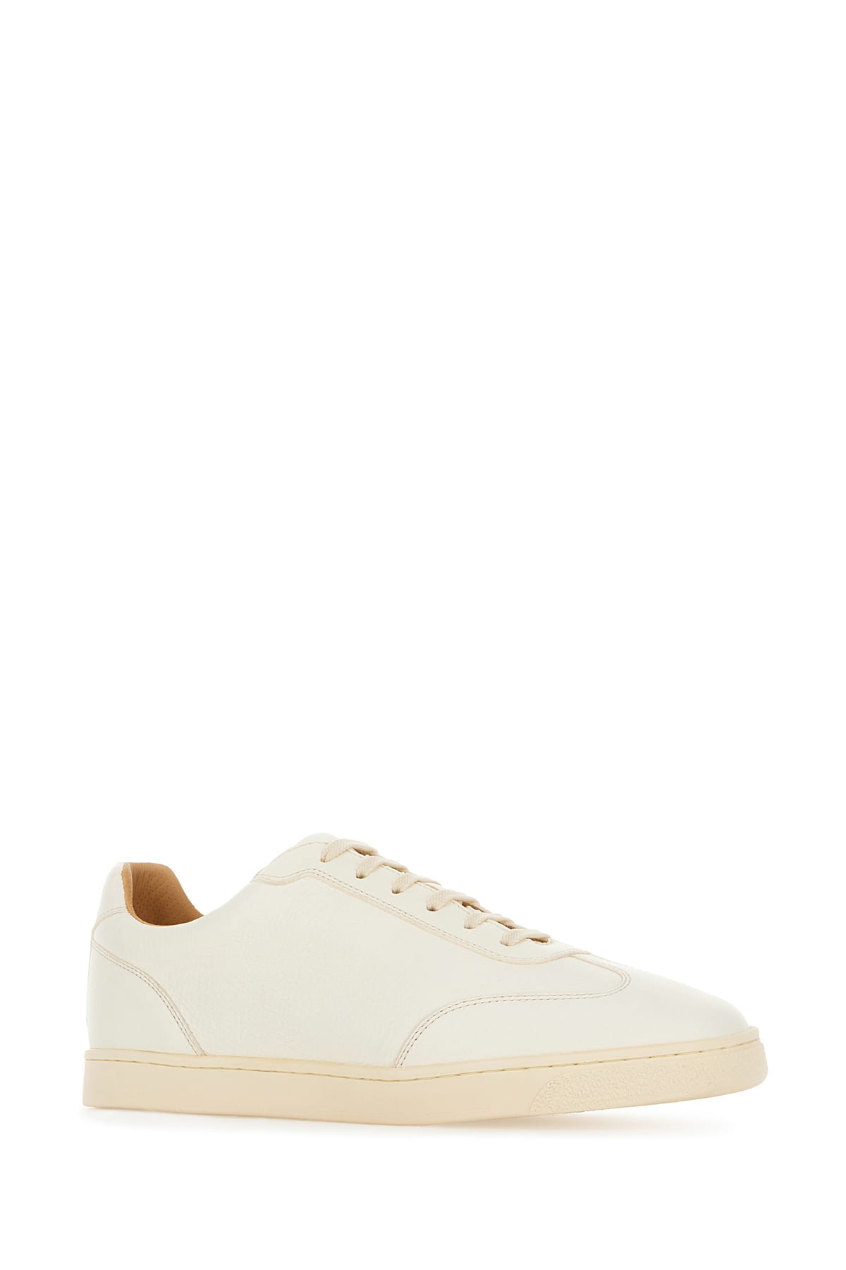 Shop Brunello Cucinelli Ivory Leather Sneakers In Bianco Ottico