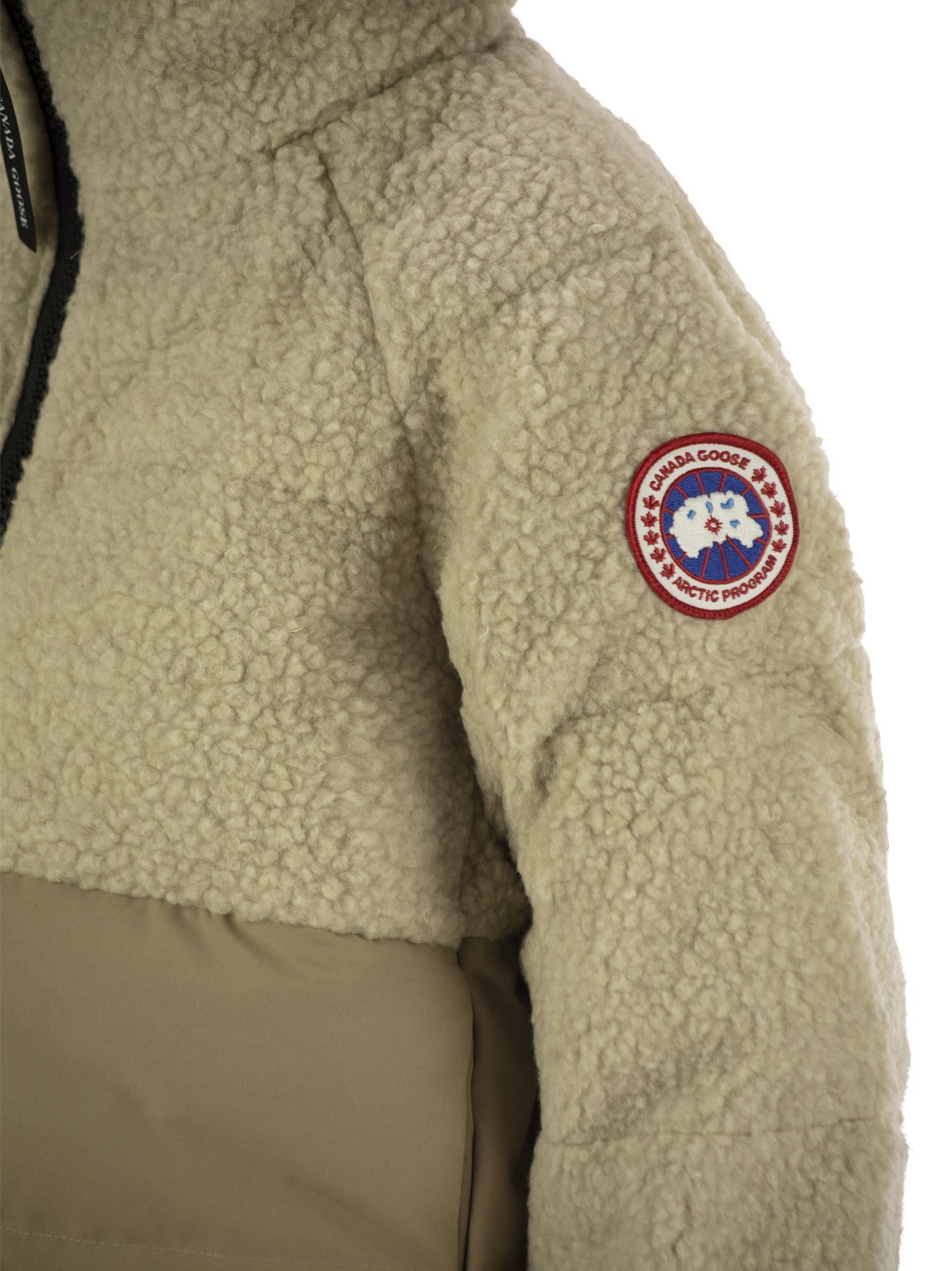 Shop Canada Goose Elora Puffer - Short Down Jacket In Beige