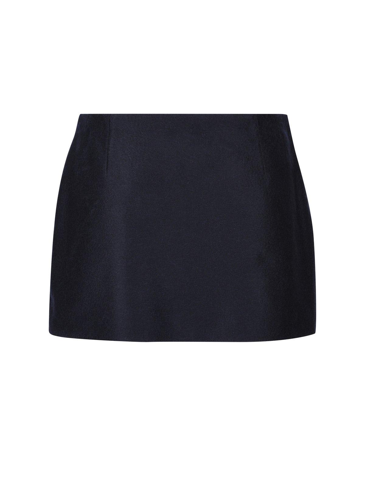 Shop Prada Logo Detailed Mini Skirt In Blue