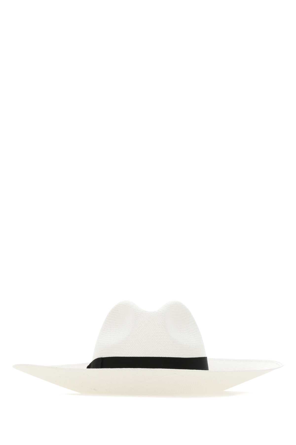 Shop Borsalino White Straw Sophie Panama Hat In 0002