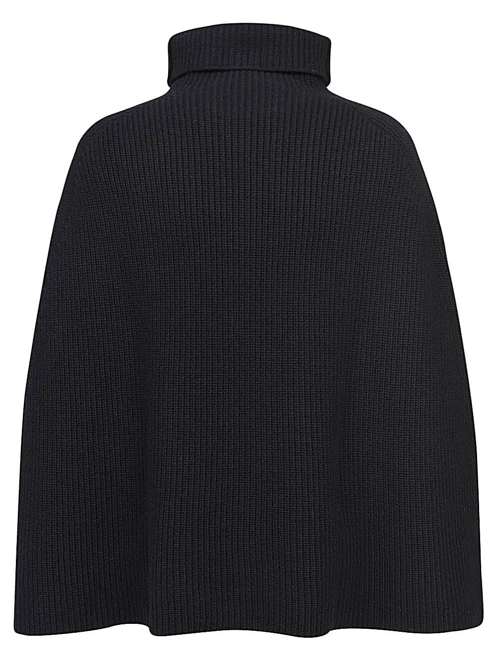 Sa Su Phi Ribbed Wool High Neck Cape In Black