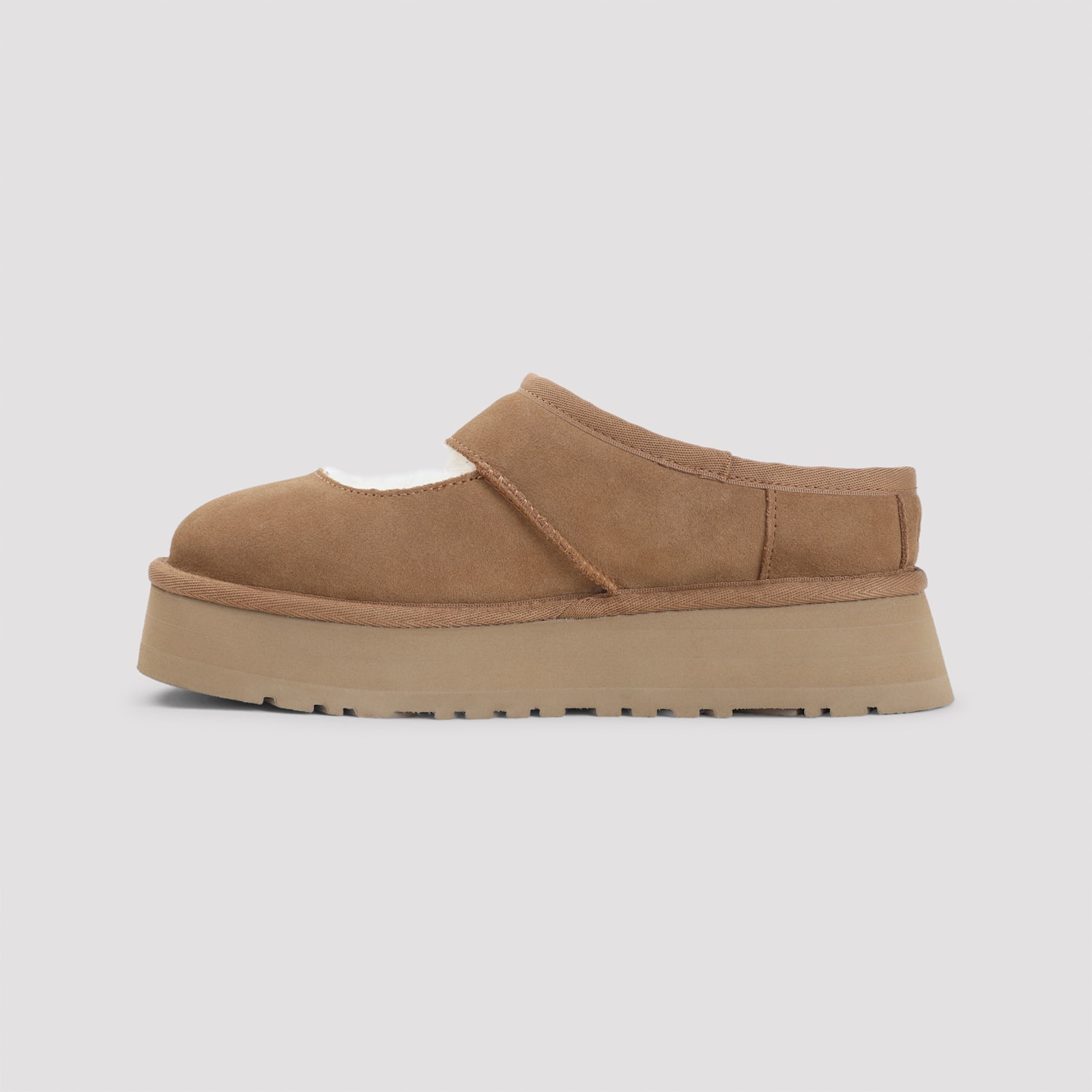 Ugg Bea Mary-jane Flatform Suede Slippers In Brown