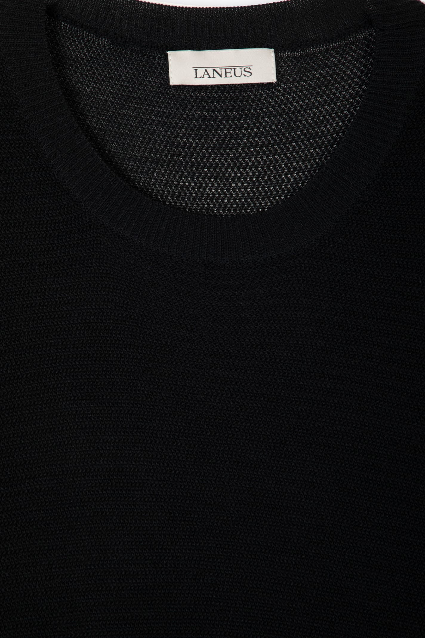 Shop Laneus Girocollo M/c Cupro Black Knitted T-shirt In Nero