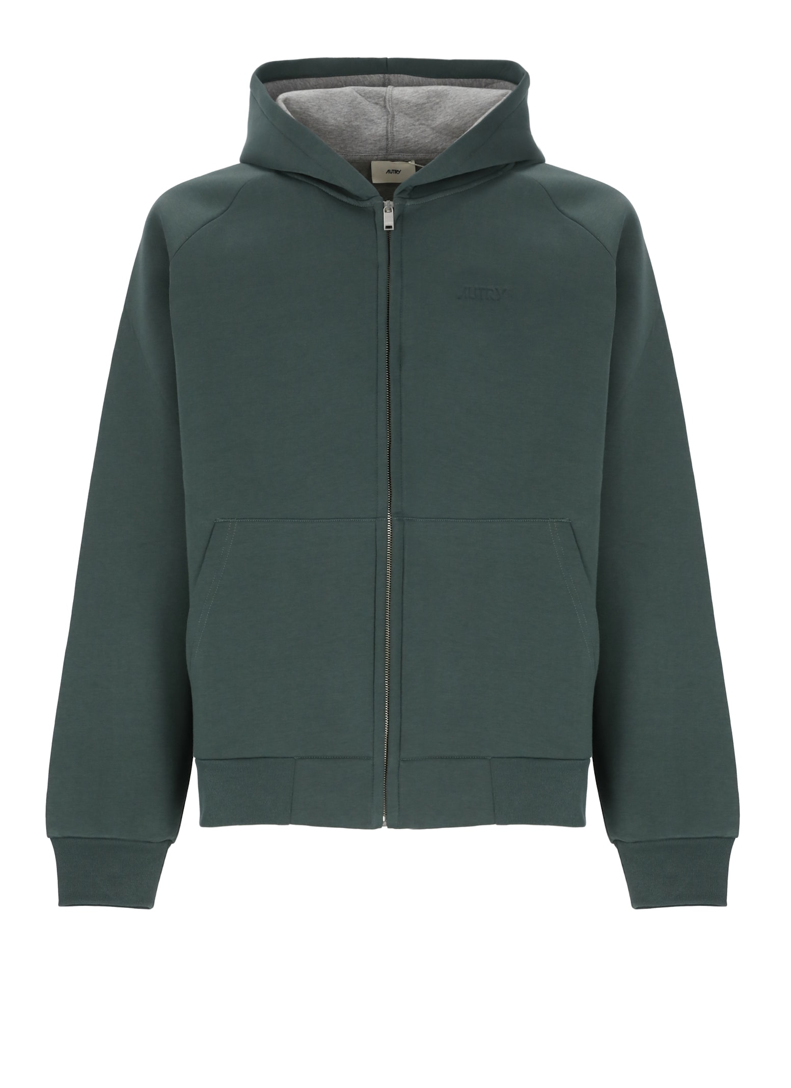 Autry Oversized Hooded Neoprene Jacket In Green