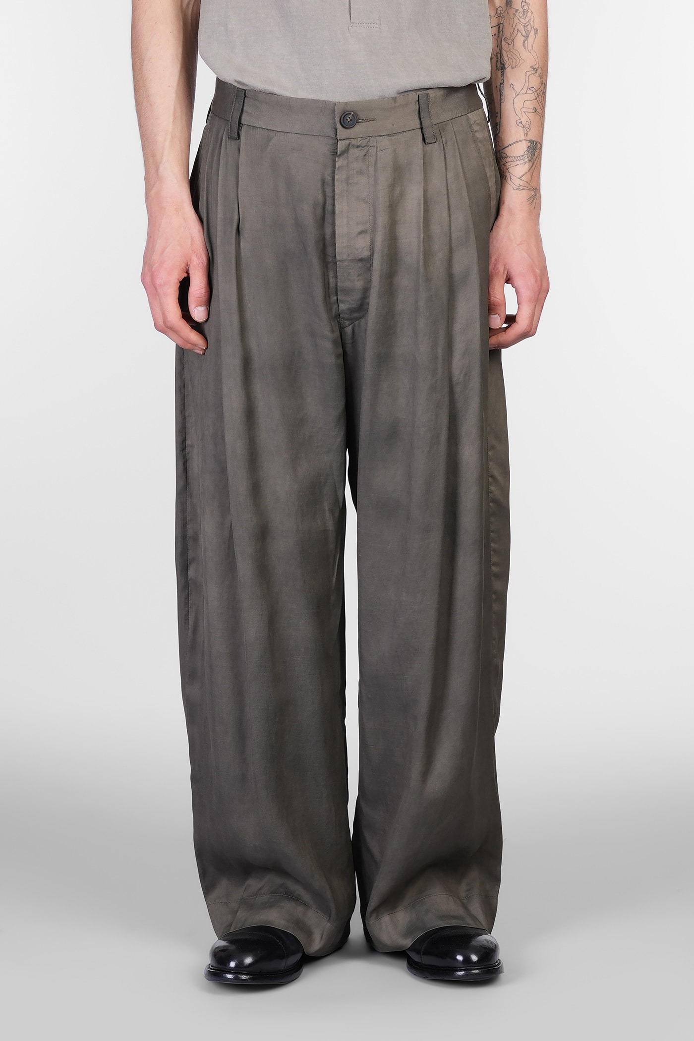 Pants In Green Viscose