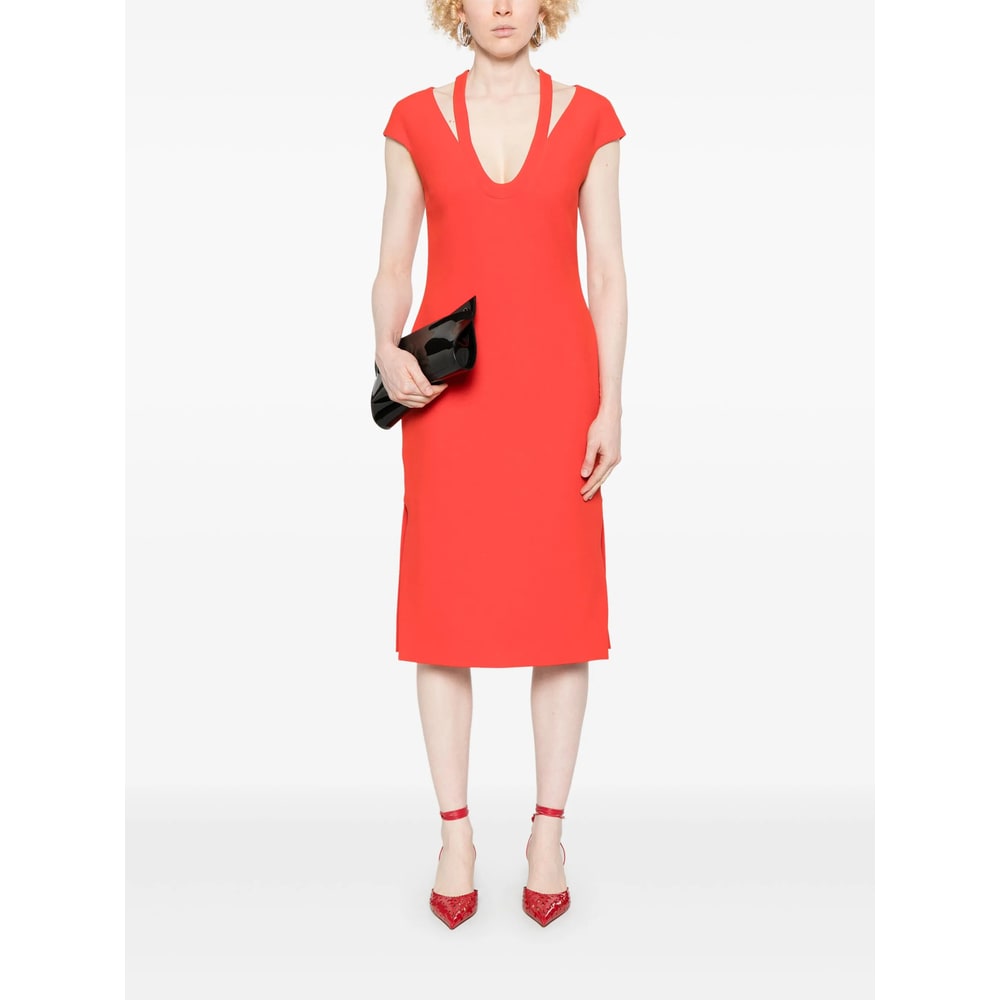 David Koma Cady Midi Dress In Orange