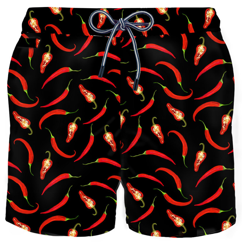 MC2 Saint Barth Man Chili Pepper Print Swim Shorts