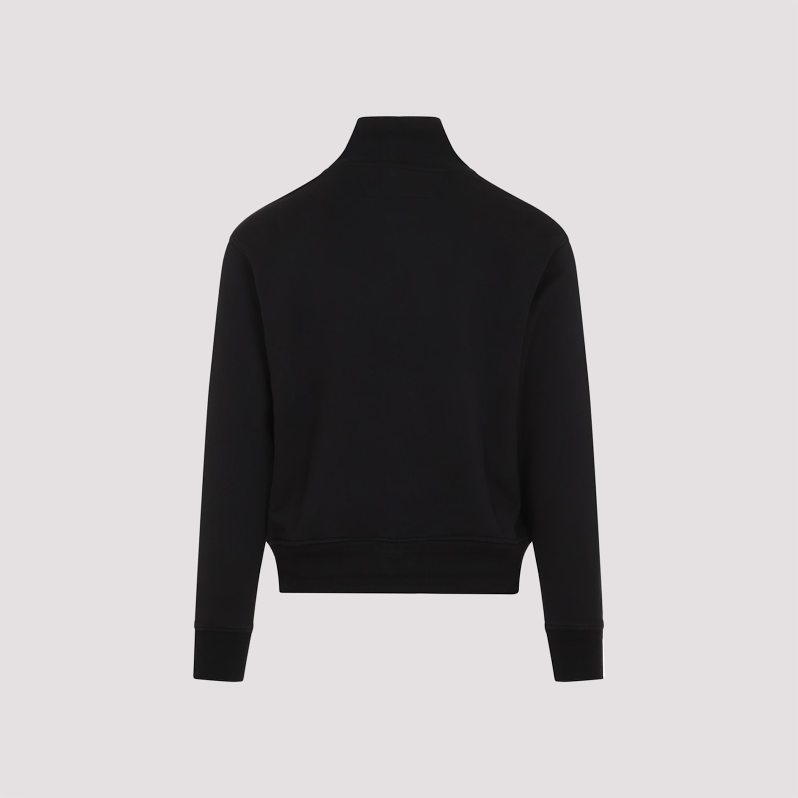 C.p. Company Full Button Sweatshirt With Cotton Poplin Pockets In Black